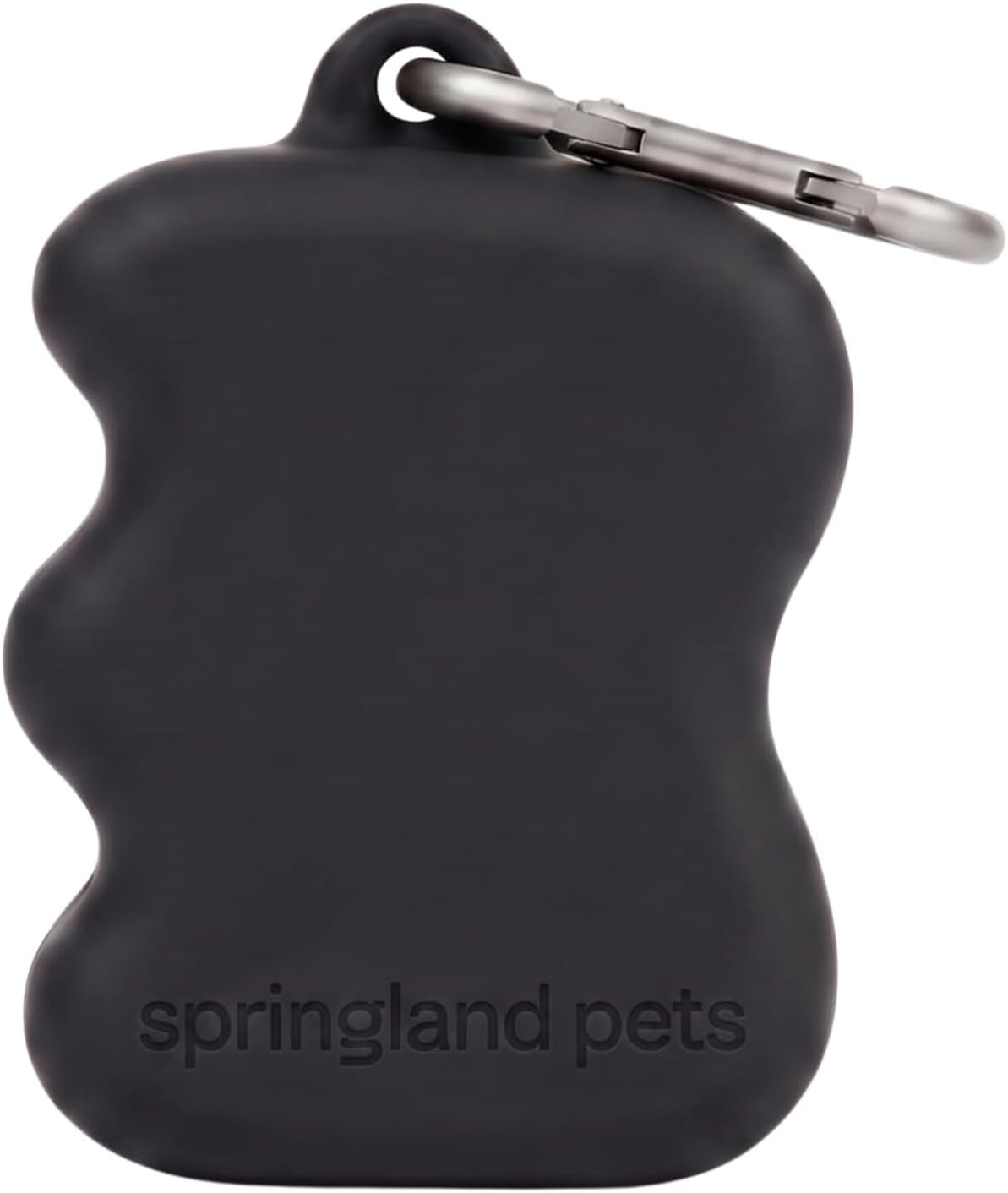 Springland Silicone Dog Training Treat Pouch for Leash, Black | One-hand squeeze dispenser, food-grade silicone, BPA-free, carabiner included, easy-fill holder for rewards on the go
