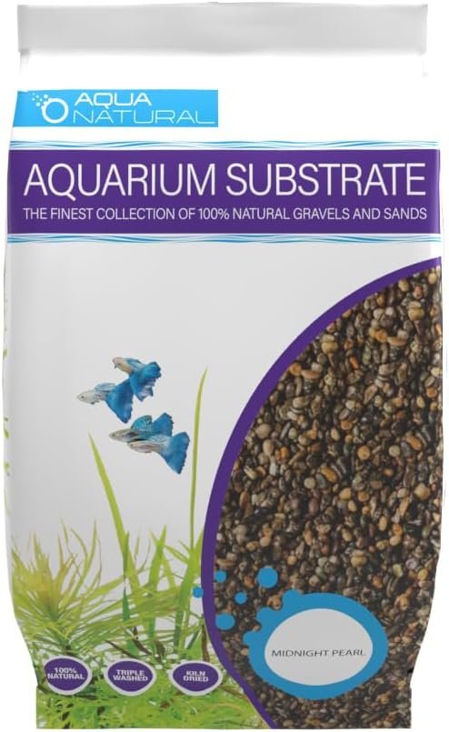 Aqua Natural Aquarium Substrate, Midnight Pearl Gravel, 20lb | For Aquascaping, For Aquariums, For Vivariums and Terrariums
