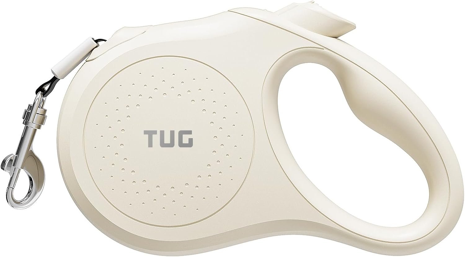 TUG Quest Retractable Dog Leash | 360° Tangle-Free Retraction | 16 ft Strong Nylon Tape (Small, Cream)