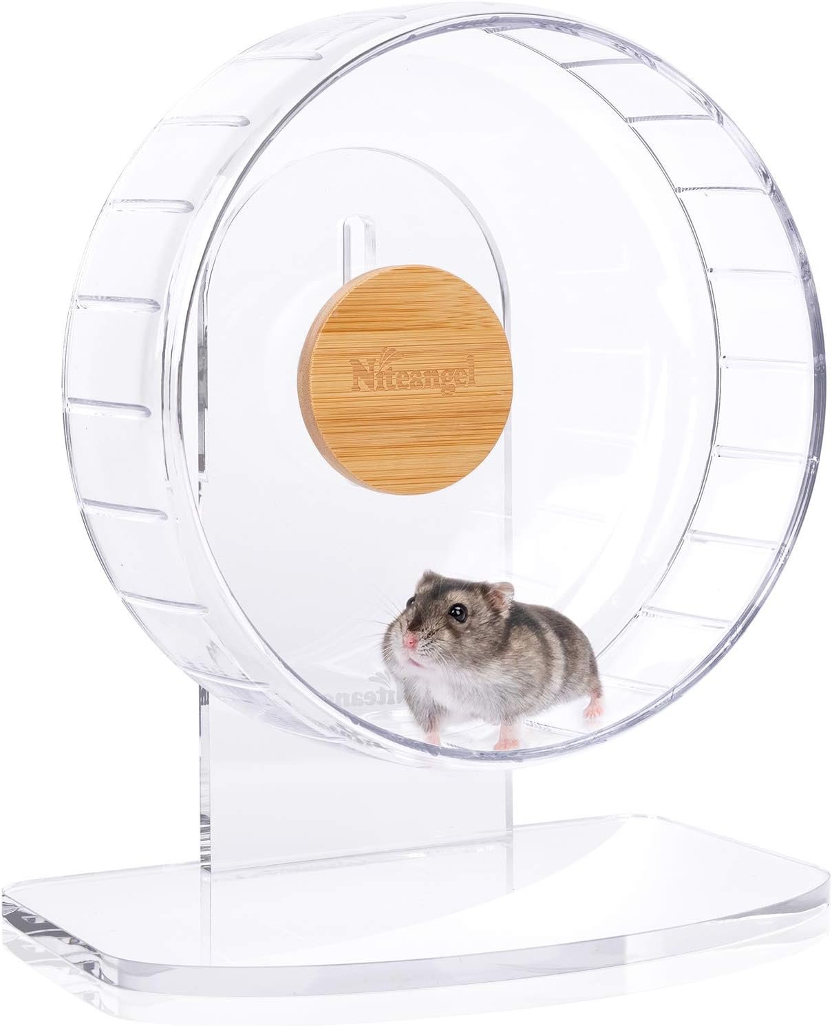 Niteangel Super-Silent Hamster Exercise Wheel: Quiet 8.2 inch Running Wheel | Can 9.1-11.8″ Adjustable Height – No Bend Back Spinner Running for Dwarf Syrian Hamster Gerbils Mice Or Other Small Animal