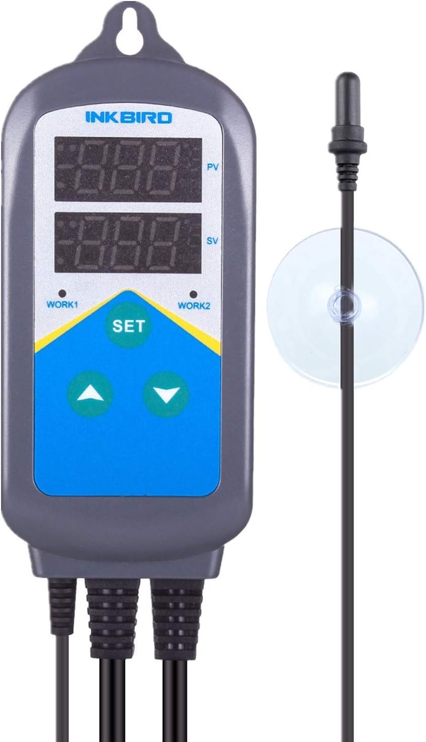 Inkbird Temperature Controller Electronic Heating Thermostat Aquarium Probe | Heater Relay Digital Greenhouse Temperature Controller Dual Stage Timer Time Switch ONLY Heat Plug Outlet NO Cooling