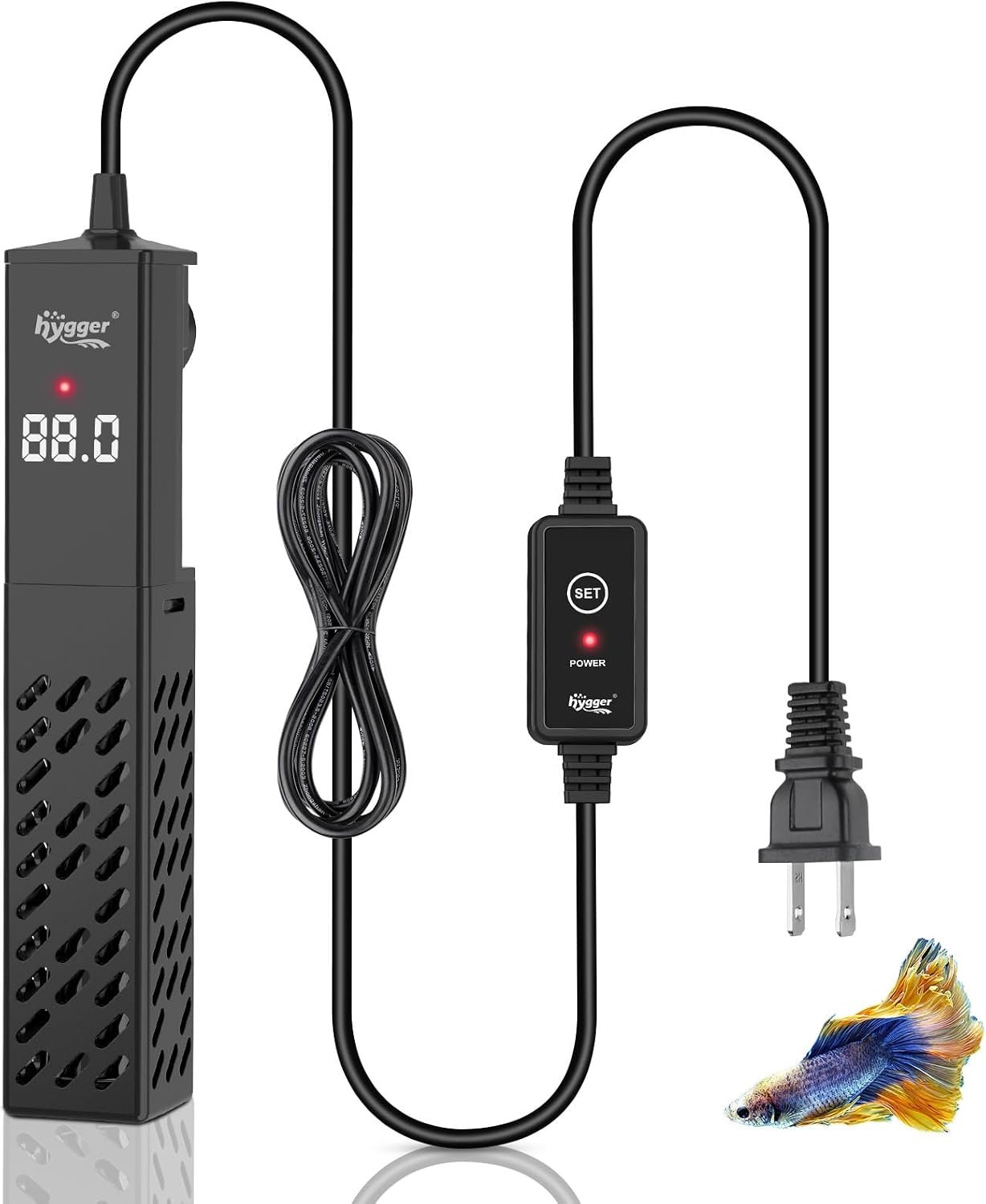 hygger Upgrade Ceramic Aquarium Heater, 200W Digital Fish Tank Heater with Automatic Power-Off and Over-Temperature Protection, Energy Saving Submersible Aquarium Heater for Freshwater and Saltwater