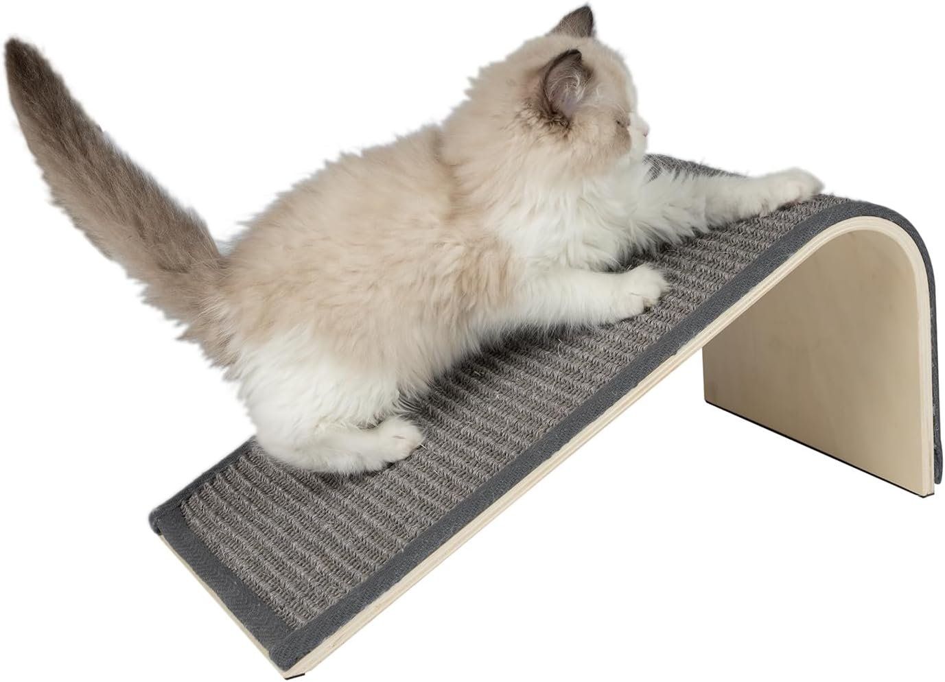 Best Pet Supplies Catify Cat Scratching Ramp – Gray | Heavy Duty Sisal, Non-Slip, Durable, Furniture Protector, Floor Carpet Scratcher, For Kittens and Cats