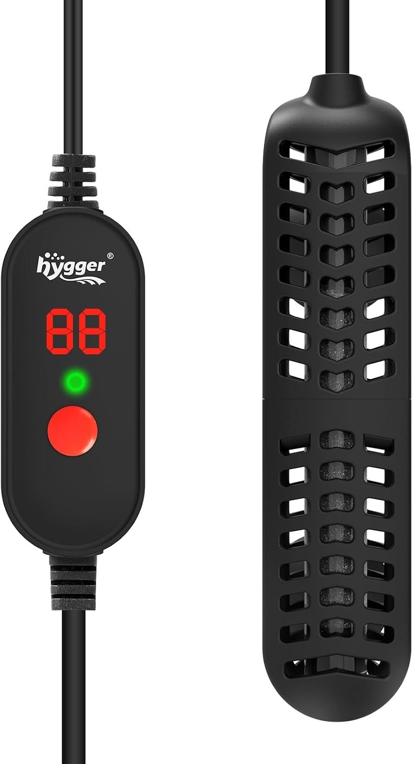 hygger 50W Small Aquarium Heater for Betta Fish Tank with Adjustable Temperature External Controller and Over-Temperature Protection for 10-20 Gallons Freshwater & Saltwater Fish Tank Turtle Tank