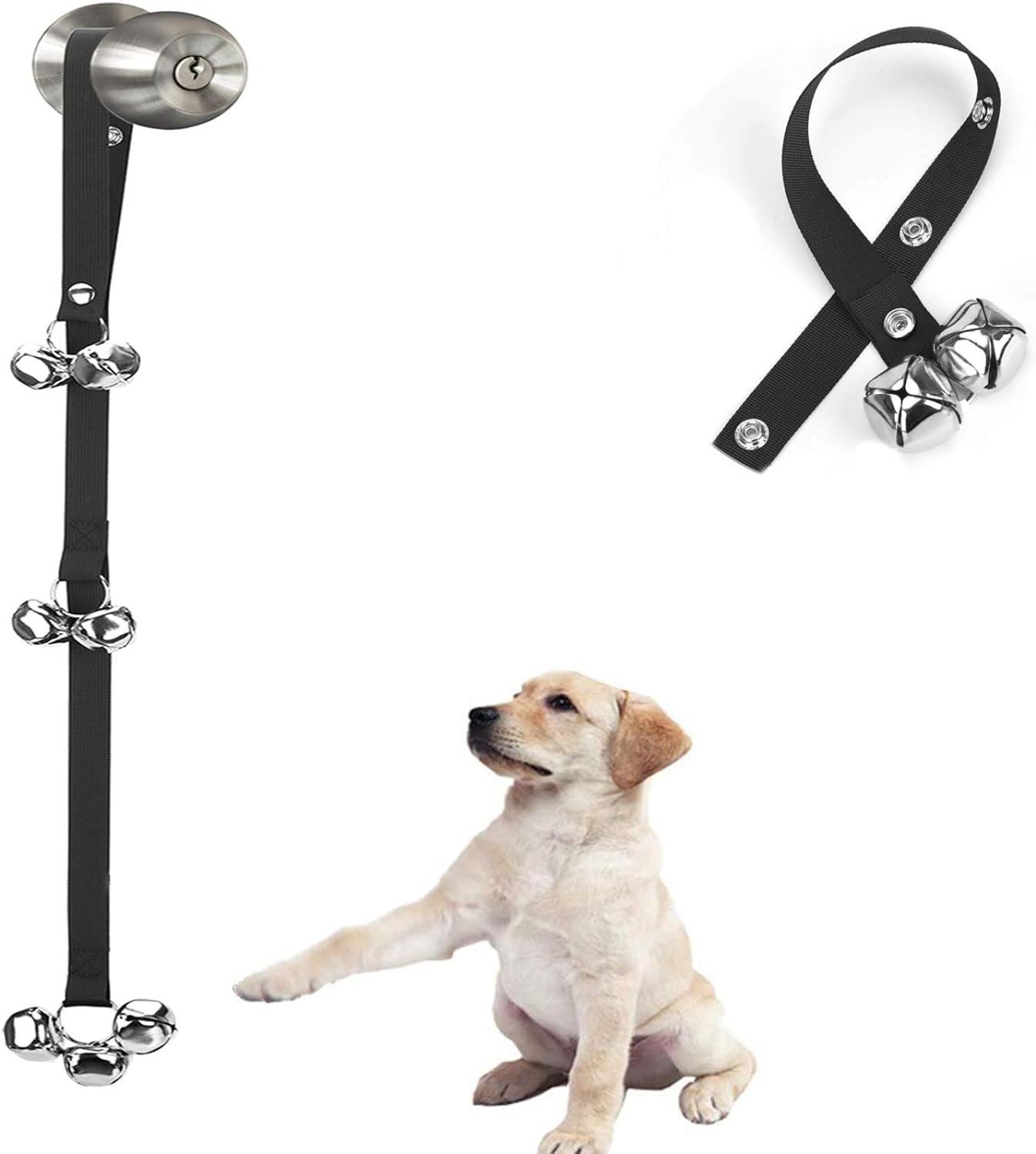 Luckyiren Upgraded Puppy Bells Dog Doorbells for Door Knob/Potty Training/Go Outside-Dog Bells for Puppies Dogs Doggy Doggie Pooch Pet Cat for Dog Lovers-Premium Quality-3 Snaps for Length Adjustment | Potty Training & Go Outside for Puppies Dogs Doggy Doggie Pooch Pet Cat for Dog Lovers; 3 Snaps for Length Adjustment