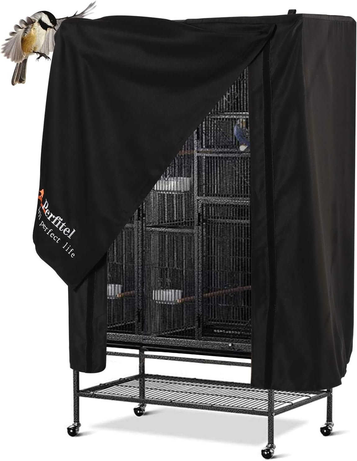 Universal Bird Cage Cover Black Good Night Blackout Birdcage Cover | Durable Breathable Washable Material, Create Quiet Environmente
