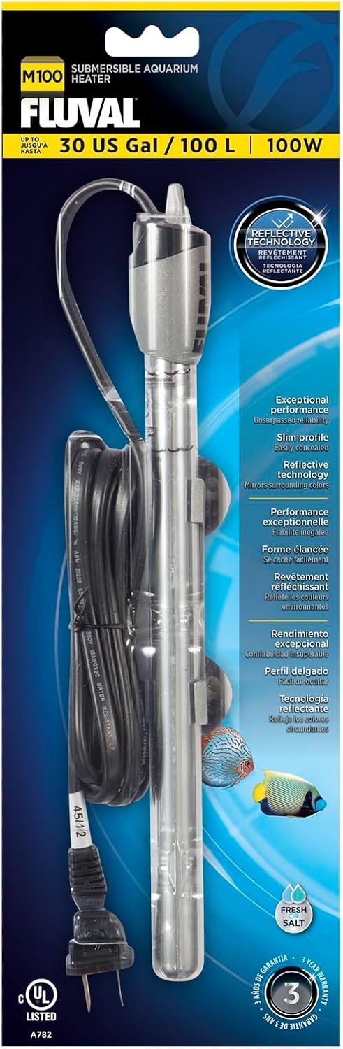Fluval M 100-Watt Submersible Aquarium Heater – Compact, High-Performance, Reliable Heating For Fresh & Saltwater Tanks