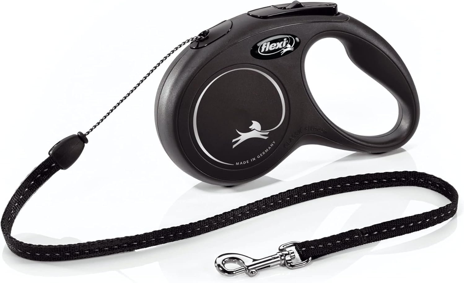 FLEXI® Classic Cord Retractable Dog Leash, Small, 16 ft – Black | German engineered, original flexi leash, durable quality for dogs up to 26 lbs, tangle-free, walking, reliable brake system