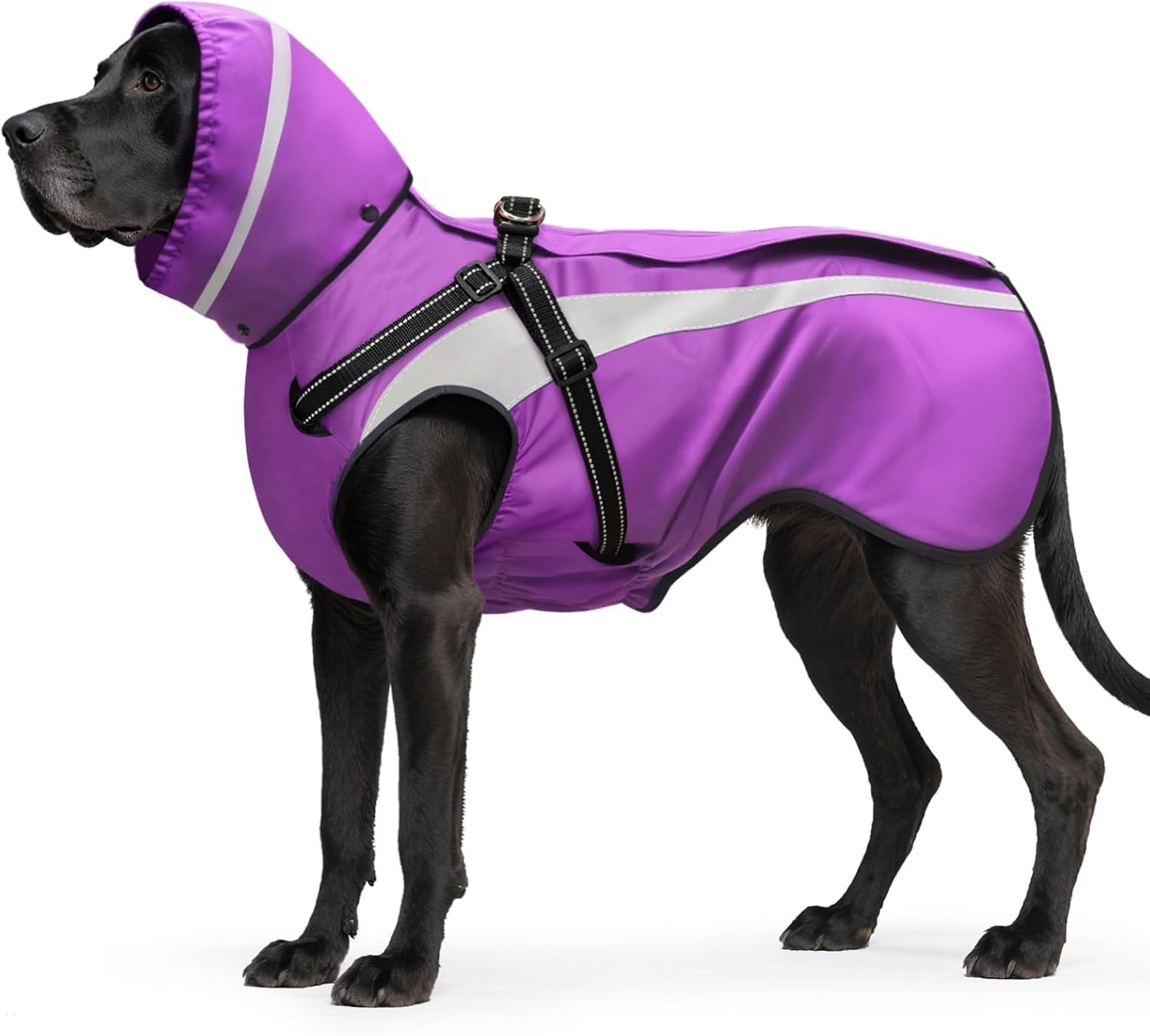 Dog Raincoat Waterproof Raincoats for Dog Reflective Dogs Rain Jackets with Hood Hoodie Pet Rain Poncho Coat for Small Medium Large Dogs Puppies S-XXL (Purple, L)