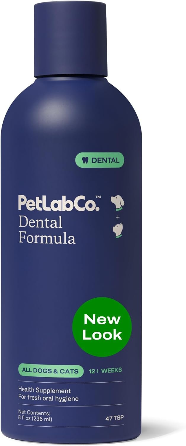 PetLab Co. Dental Formula for Dogs & Cats, Water Additive, 8 fl oz | Bad Breath, Plaque & Tartar Care with No Brushing – So Easy, Just Add To Water!