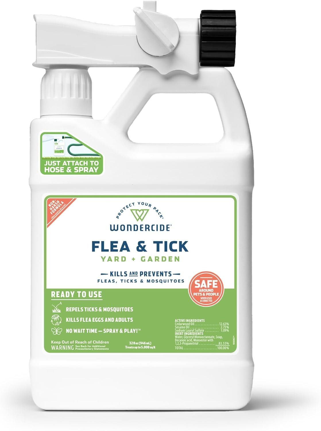 Wondercide – Flea & Tick Yard Spray with Natural Essential Oils – 32 oz | Ready to Use Killer, Treatment, and Repellent of Fleas, Ticks, Mosquitoes – Plant Powered – Safe around Pets