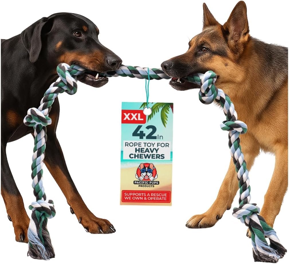 Giant Dog Rope Toys for Extra Large Dogs – 42 Inch, 6 Knot Tough Rope Chew Toys for Large Dogs – Benefits Non-Profit Animal Rescue – Indestructible Dog Toy for Aggressive Chewers