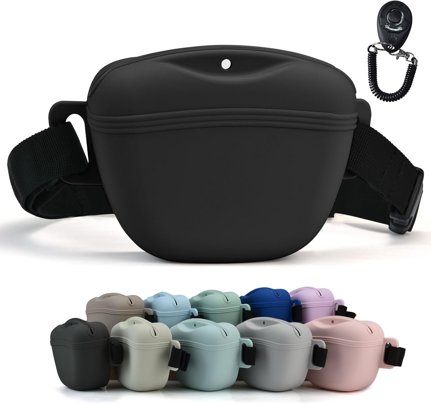 AUDWUD Magnetic Silicone Dog Treat Pouch with Adjustable Belt | Fits All Waist Sizes.Hands free with adjustable strap 31″-49.5″,Magnetic spill proof seal for active,flexible