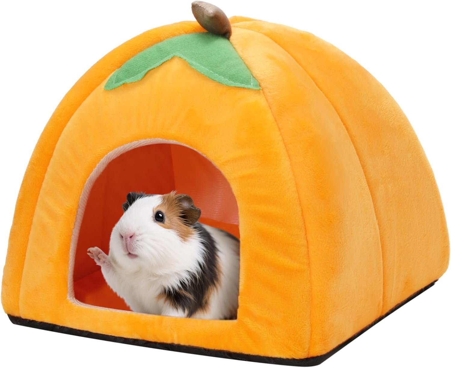 Guinea Pig Hideout Warm Fleece Small Animal Bed Washable Pet Cushion Winter Warm Sleeping Nest for Hamster Rabbit Chinchilla(Pumpkin Style)