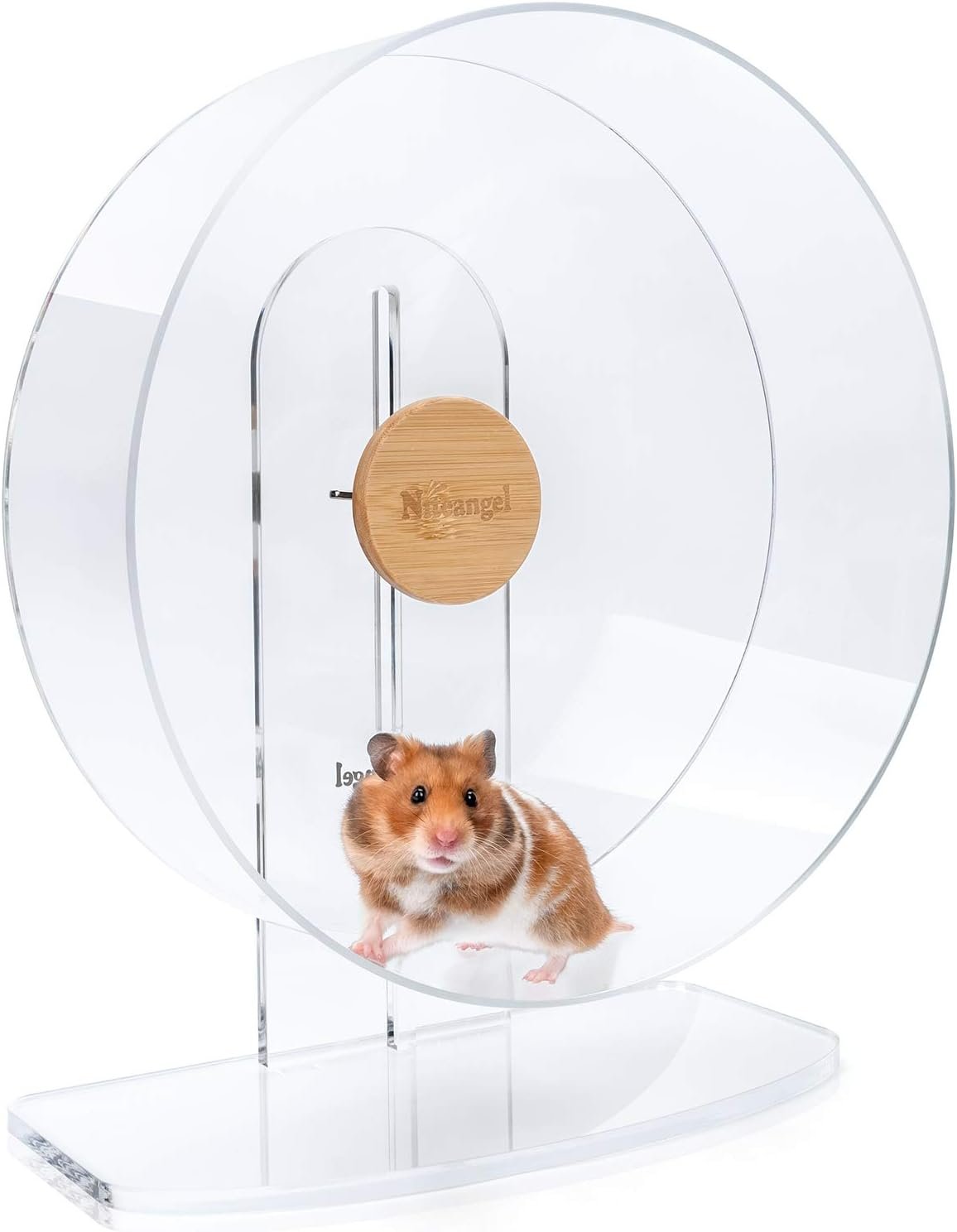 Niteangel Silent Hamster Exercise Wheel – Dual-Bearing Quiet Spinning Acrylic Hamster Running Wheel for Hamsters, Gerbils, Mice, Degus, or Other Small Animals (Large – Wider Version)