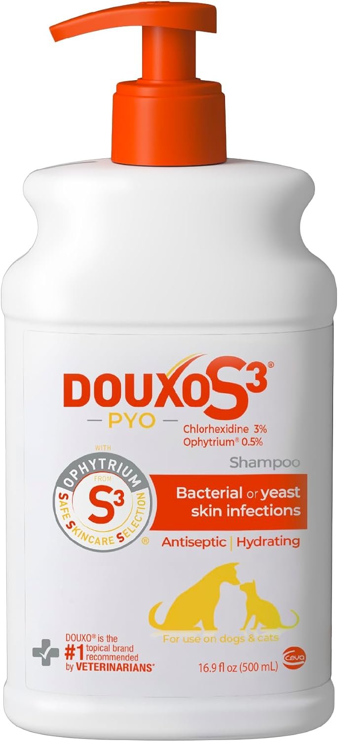 Douxo S3 PYO Chlorhexidine Shampoo For Dogs, Medicated Shampoo Antibacterial & Antiseptic, Yeast Infection Treatment for Dogs & Cats, Clinically Proven, 16.9 fl oz | Medicated Shampoo Antibacterial & Antiseptic, Yeast Infection Treatment for Dogs & Cats, Clinically Proven, 16.9 fl oz