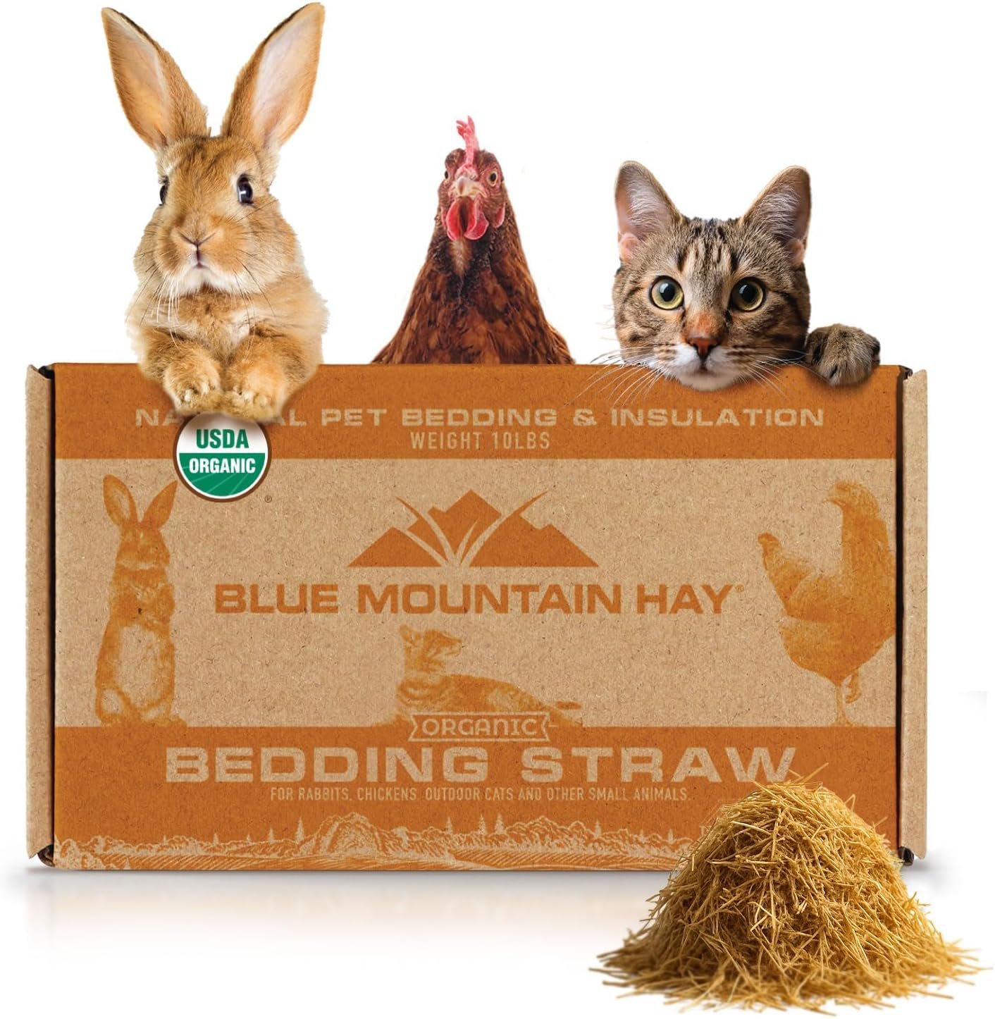 Organic Bedding Straw for Pets, Garden, Compost Use, 10lb | Soft Absorbent Bedding, Pet Habitats, Nesting Use, Garden Mulch, Composting Support, USDA Organic, Non-Gmo, Chemical Free