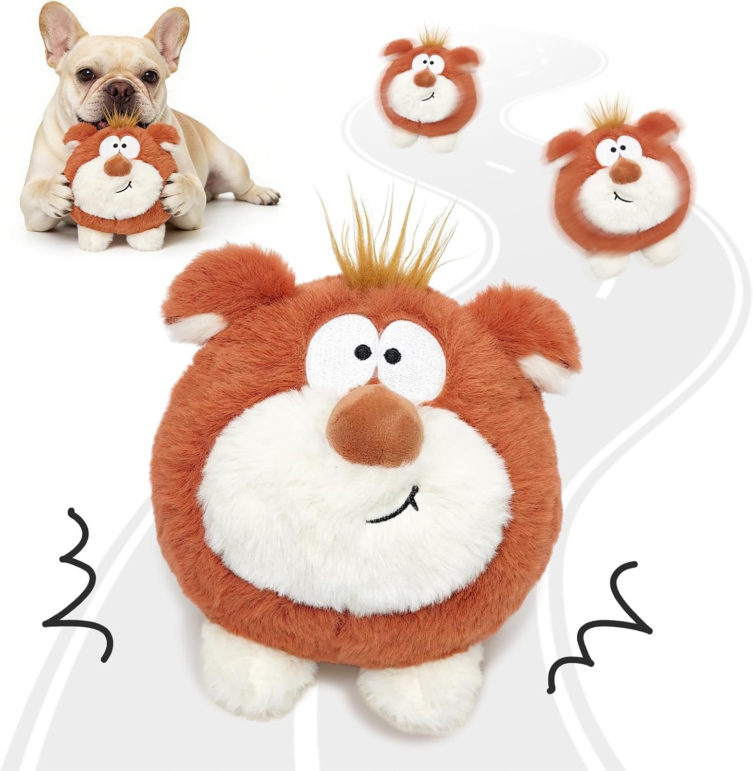 Moving Dog Toys, Interactive Dog Toys to Keep Them Busy, Jumping Squeaky Plush Chew Toys for Small/Medium/Large Dogs, USB Rechargeable