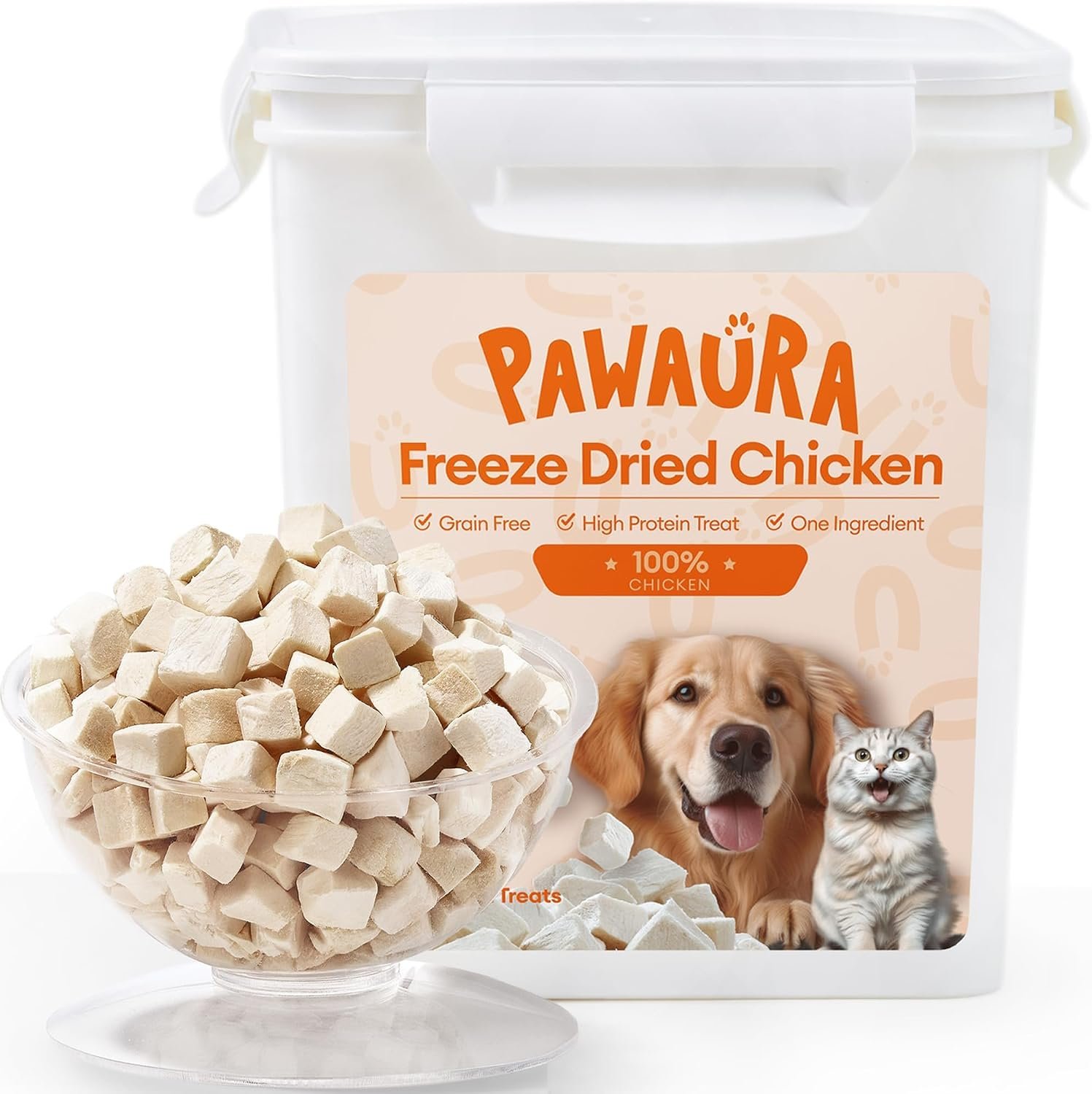 Freeze Dried Chicken Cats & Dogs Treats, 17.63 oz(1.1LB), High Protein Single Ingredient – No Additives | Grain Free | Training & Nutrition Supplements, Sealed Box