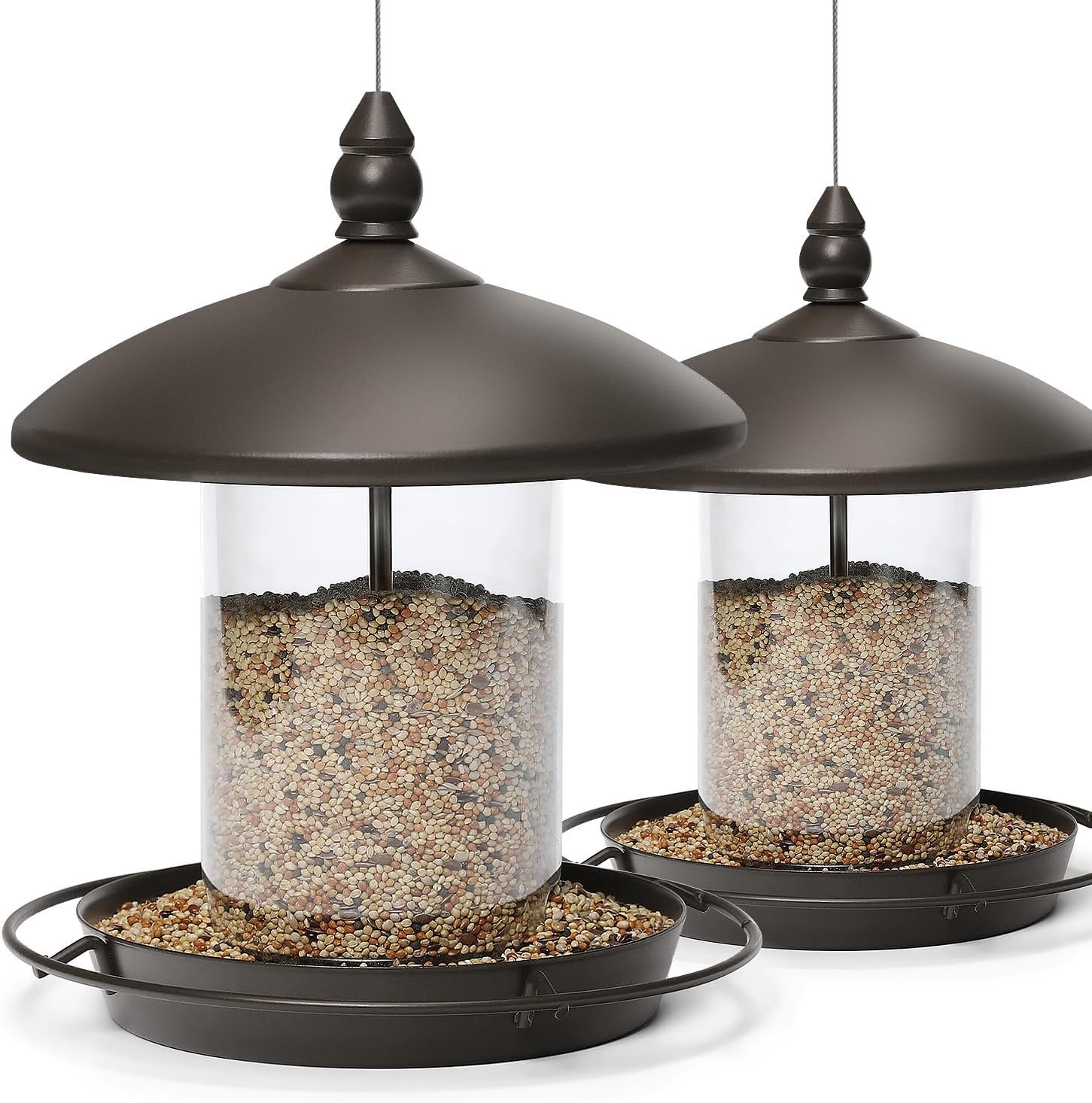 Pack of 2 – Metal Roof Bird Feeder for Backyard Birds, Bronze.
