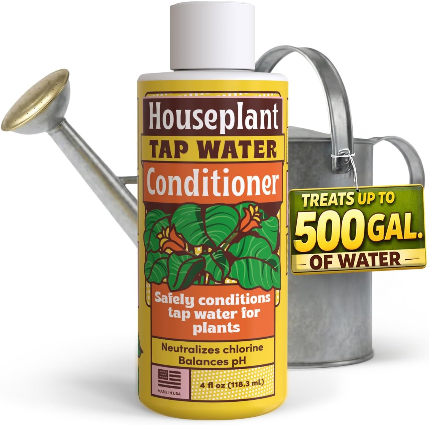 Tap Water Conditioner for Plants, 4 oz – Conditions Tap Water for Houseplants, Supports Balanced pH, Indoor Plant Care Drops for Root Support & Greener Leaves, Treats 500+ Gallons, 2–3 Day Results