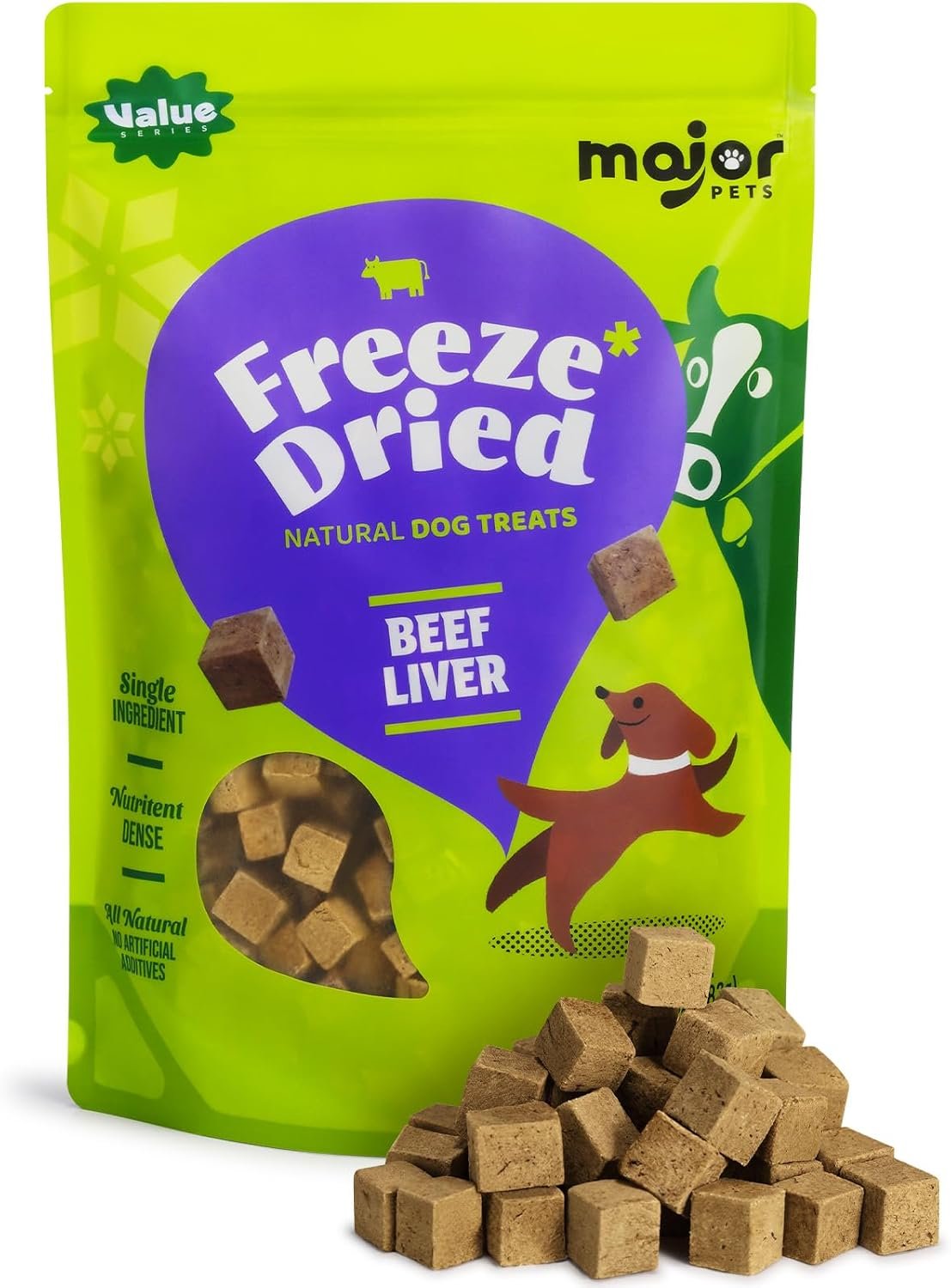 MAJOR PETS Freeze Dried Beef Liver Dog Treats – Single Ingredient – No Preservatives & High Protein – Grain Free – Premium Training Treats & Meal Topper – Made and Sourced in the USA – 3.5 oz