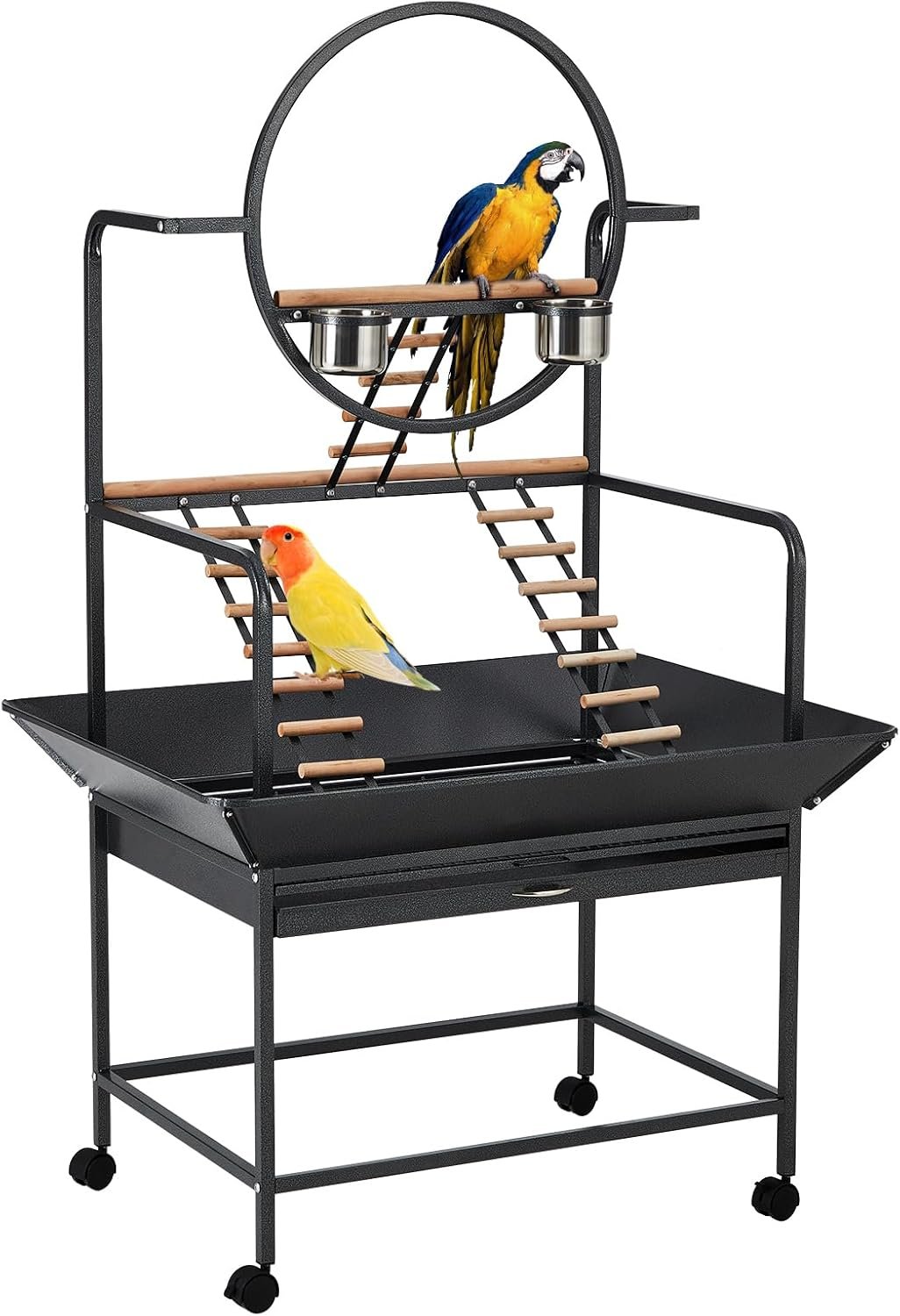 Garvee Bird Playstand, 64” H Bird Stand, Activity Play Center w/Ladders | Removable Tray, Indoor Outdoor Playground for Parakeet, Cockatiels Conures Macaw (64 Inches Height)