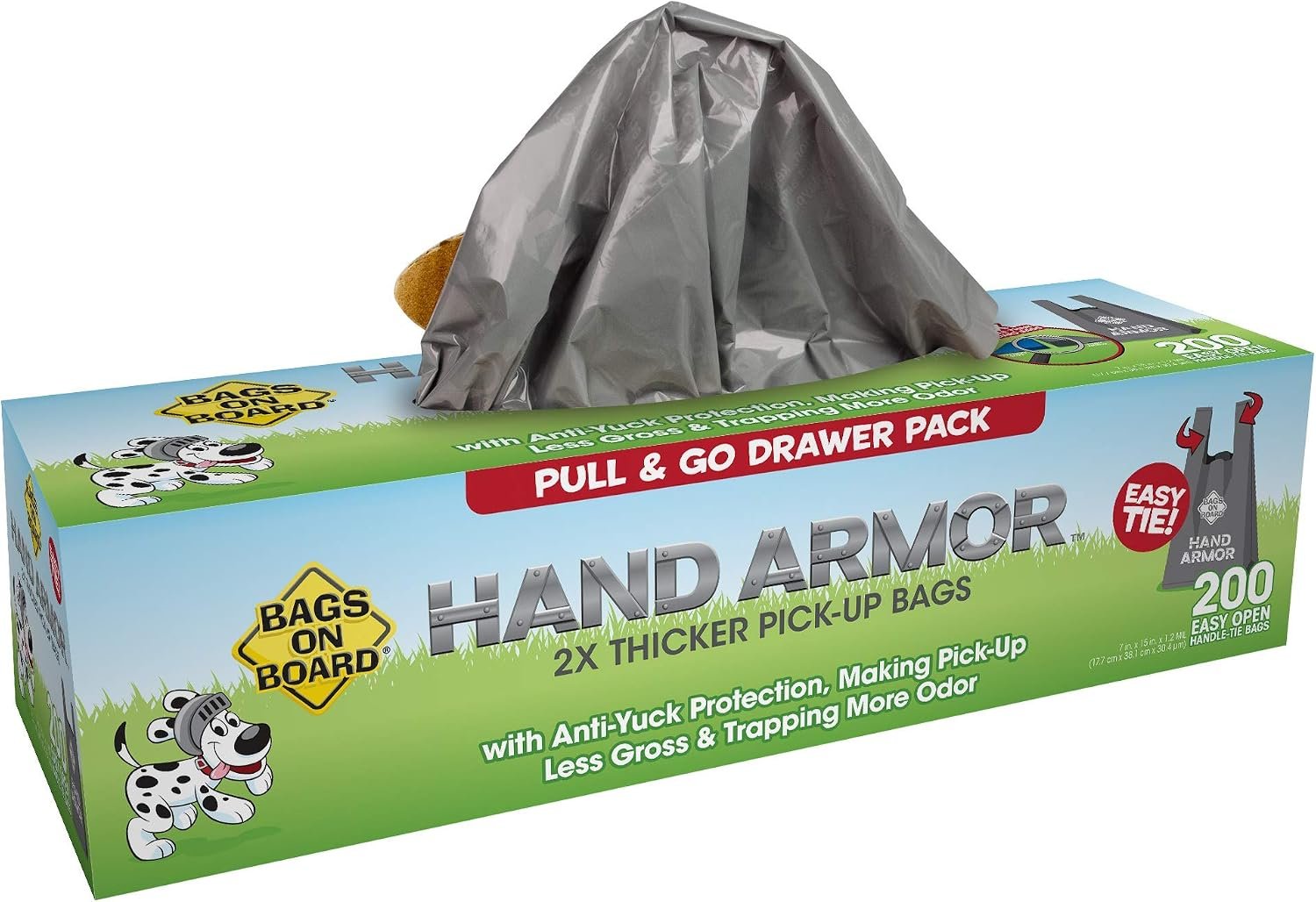Bags on Board Dog Poop Bags with Easy Tie Handles, Drawer Pack, 200 Count | Extra Thick Waste Pickup Bags, Easy Tie Handles, Easy Dispensing Drawer Pack, Strong Leak Proof Design, 200 Count
