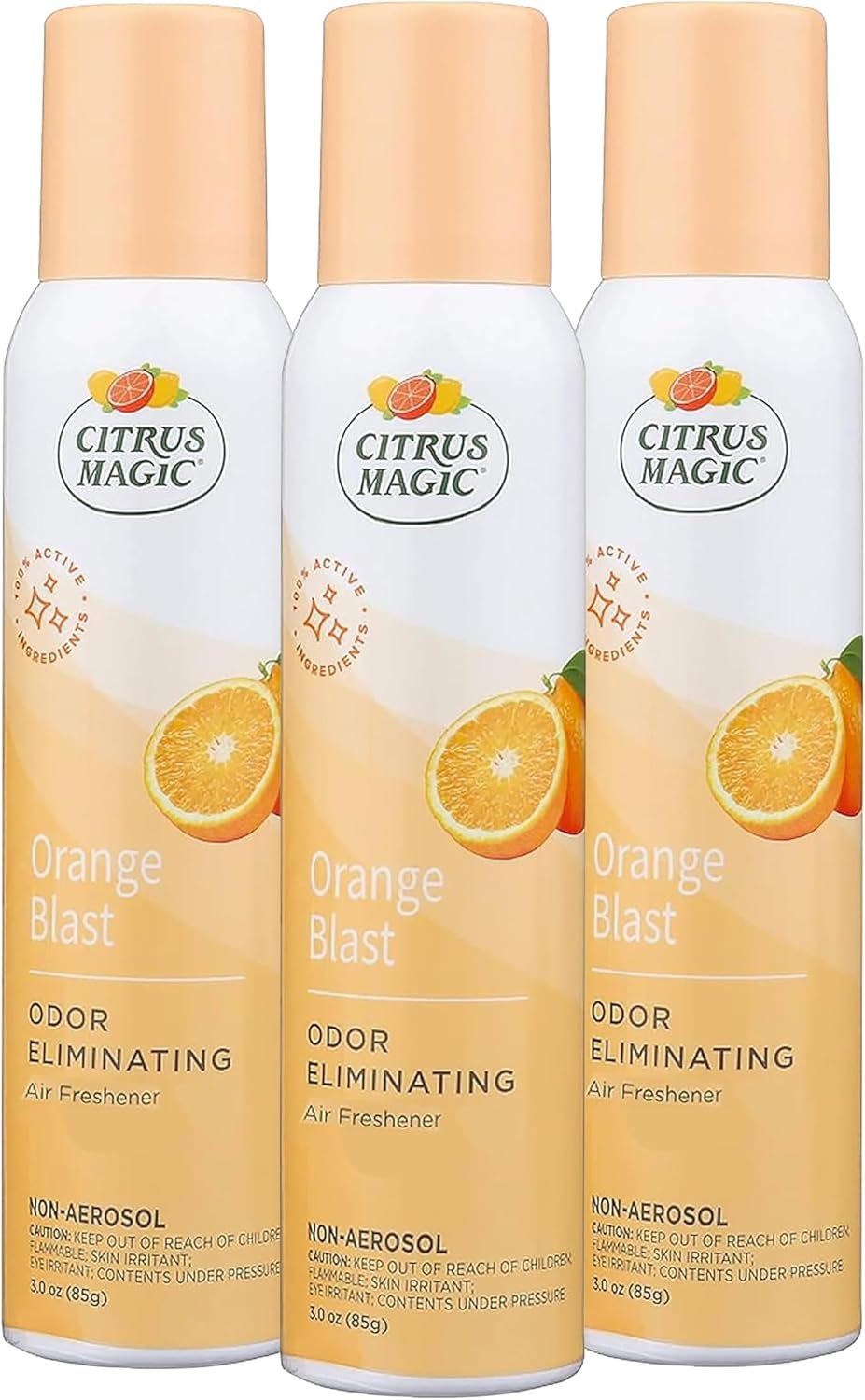 Citrus Magic Air Freshener Spray, Orange Blast, 3 Ounce, Pack of 3 | Odor Eliminator for Home, Up to 7 Hours of Freshness, Non-Aerosol, Citrus-Based Formula