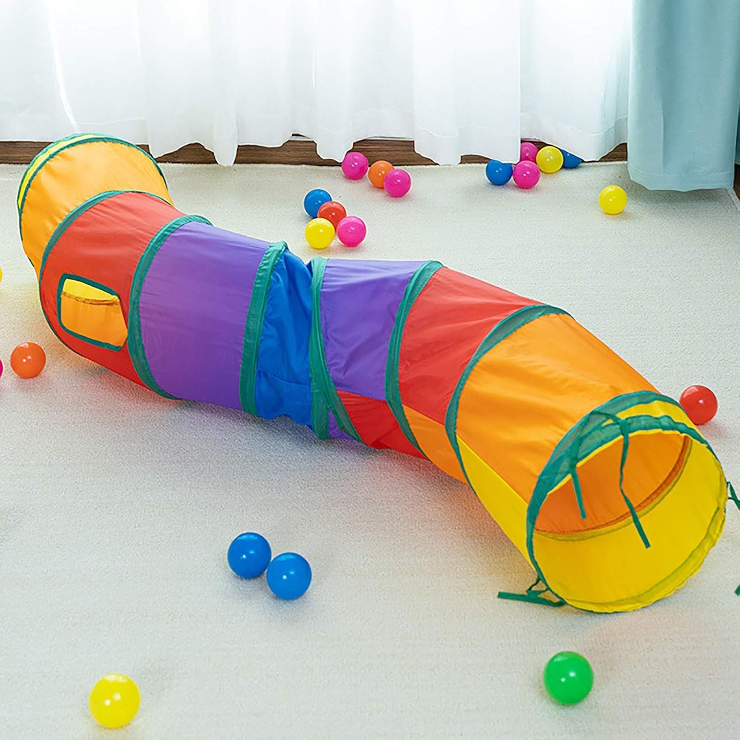 iCAGY Cat Tunnel Toys for Indoor Cats Kittens Rabbits, Pet Toy Play Tunnels | Interactive Crinkle Pop Up Tunnel Toys, Relieve Cat Boredom, Rainbow 47″ Shape S