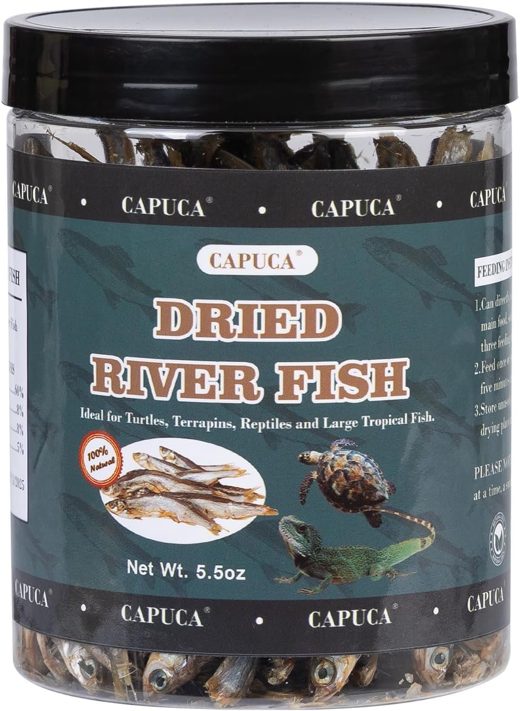 Dried River Fish Minnows Reptile Food | High-Protein, 5.5 oz