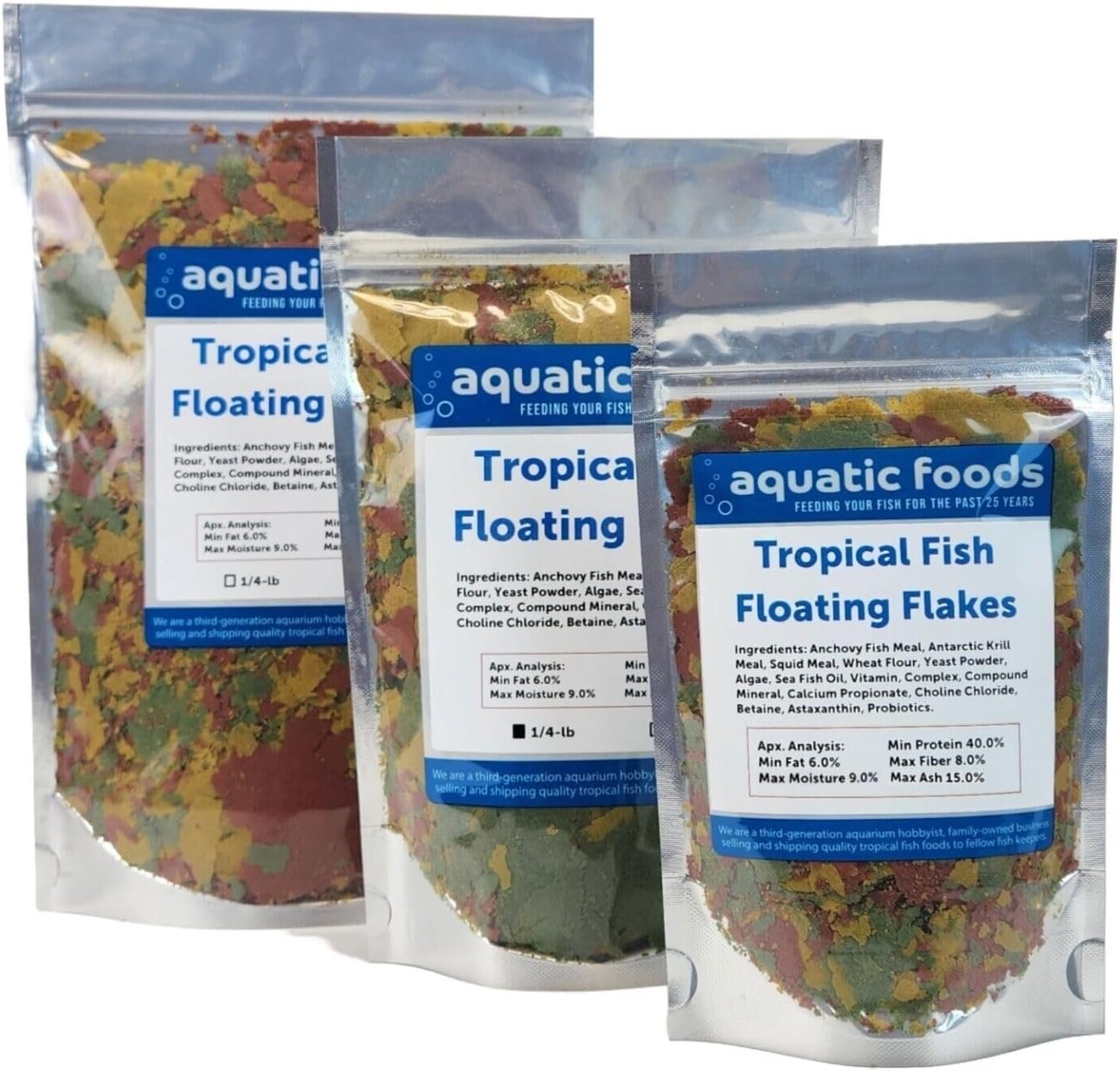Tropical Fish Flakes, Mix of Krill, Color Enhancing, Spirulina Flakes for Cichlids, Angels, Tetras, Guppies. 12-Type Pellet Mix & 4-Type Wafers Included…WL 1/2-lb Foil Bag