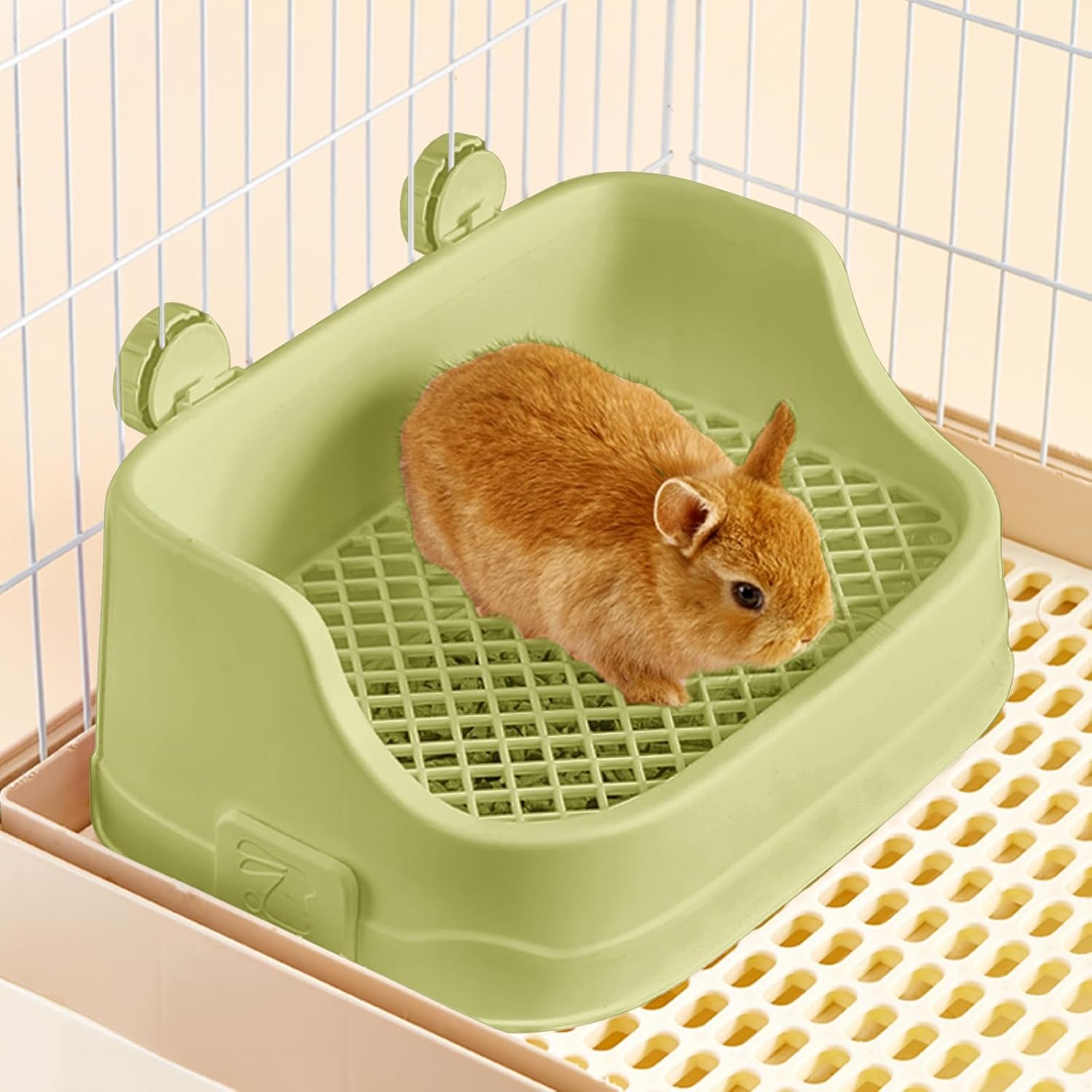 Rabbit Litter Box, Small Animals Litter Tray for Cage Detachable Bedding Litter Pan Potty Toilet Trainer Corner for Pet Rabbits Guinea Pigs Hamsters Chinchillas (Green)