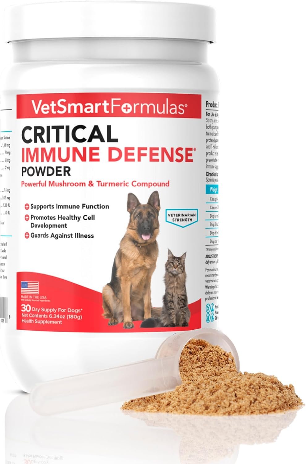 Critical Immune Defense for Dogs & Cats; Supports Normal Cell Growth – Turkey Tail, Reishi, Shiitake and Maitake Mushroom Formula with Patented White Turmeric Root Extract – 30-Day Supply