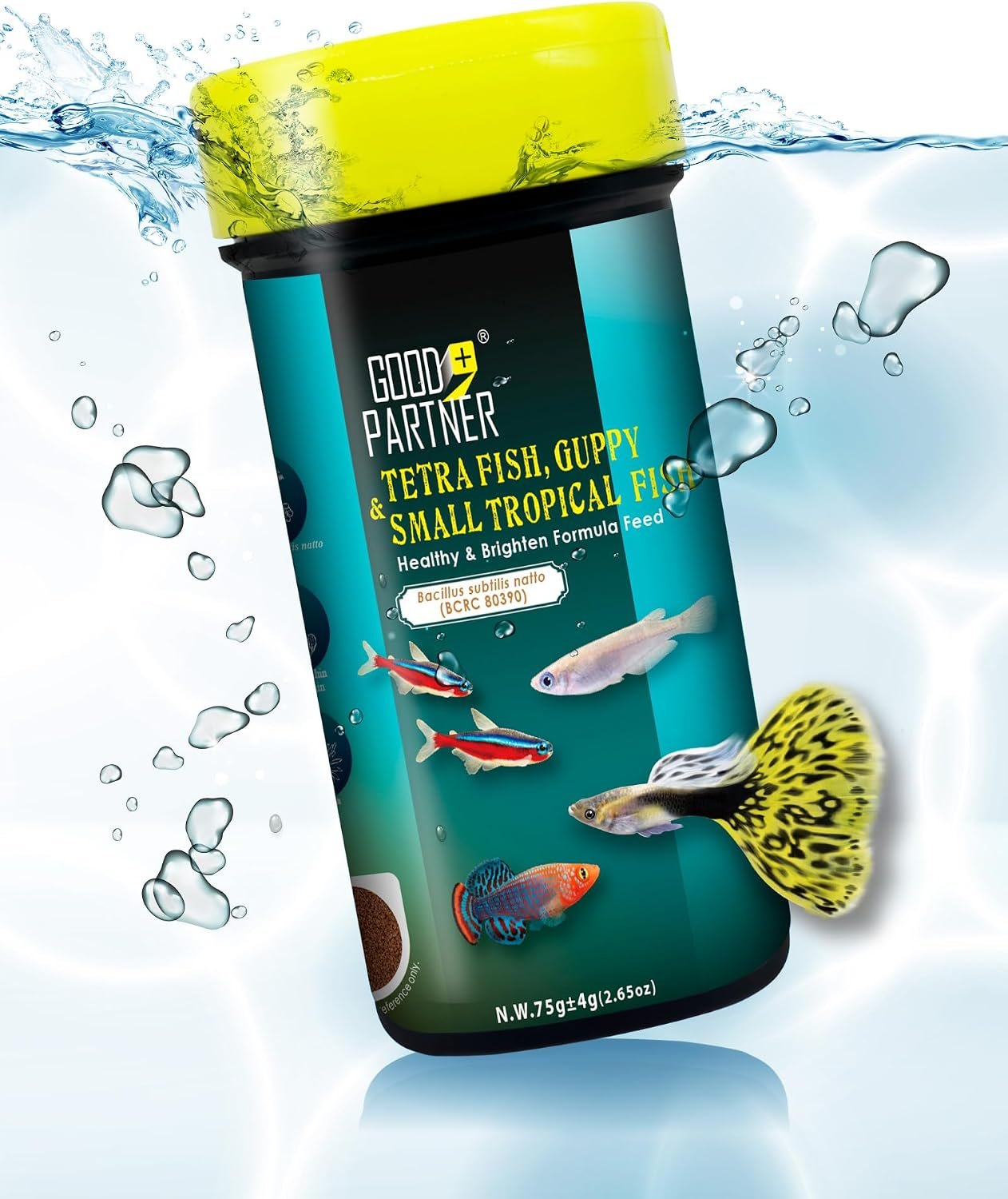 Purify Series for Tetra Fish Food | Small Tropical Sinking Pellets, Suitable for Betta, Guppy Fish, All Natural Ingredients, 2.65 oz