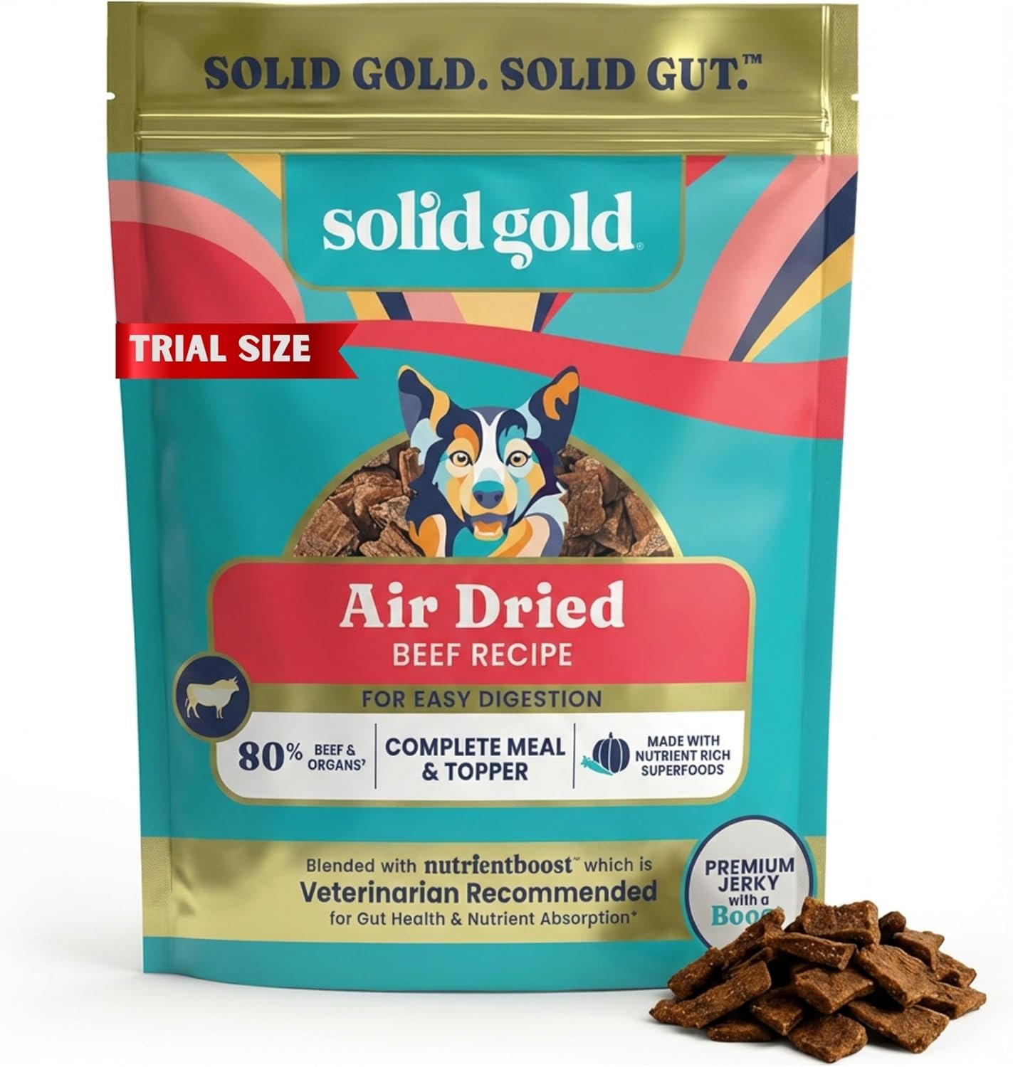 Solid Gold Air Dried Dog Food Toppers for Dry Food – Healthy Dog Treats w/Real Beef & Superfoods – Serve as a Complete Meal, Topper or Treats – Supports Muscle Growth, Immunity & Digestion – 4oz