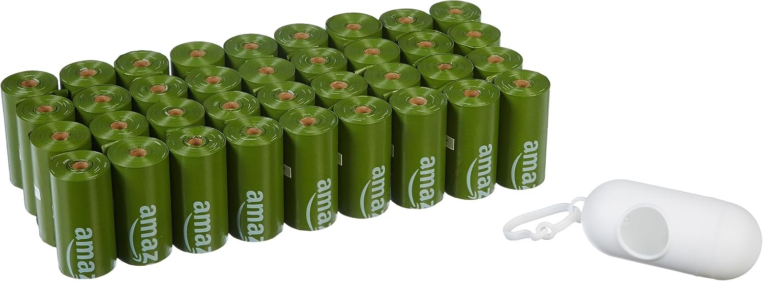 Amazon Basics Premium Leak Proof Dog Poop Bags with Dispenser and Leash Clip, Unscented, 13″ x 9″, 540 Count (36 Rolls of 15)