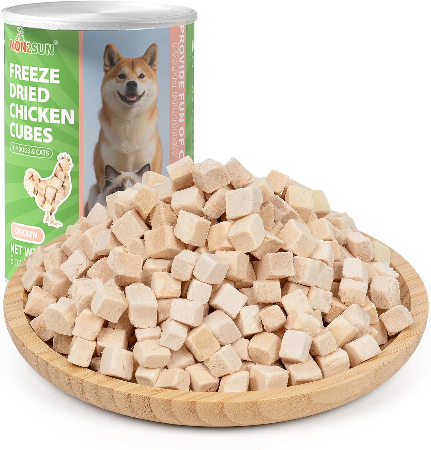 MON2SUN Freeze-Dried Chicken Treats for Dogs and Cats, 6 oz | Single Ingredient, High Protein Recipe, Grain-Free Snack, Food Topper Use, Training Treats