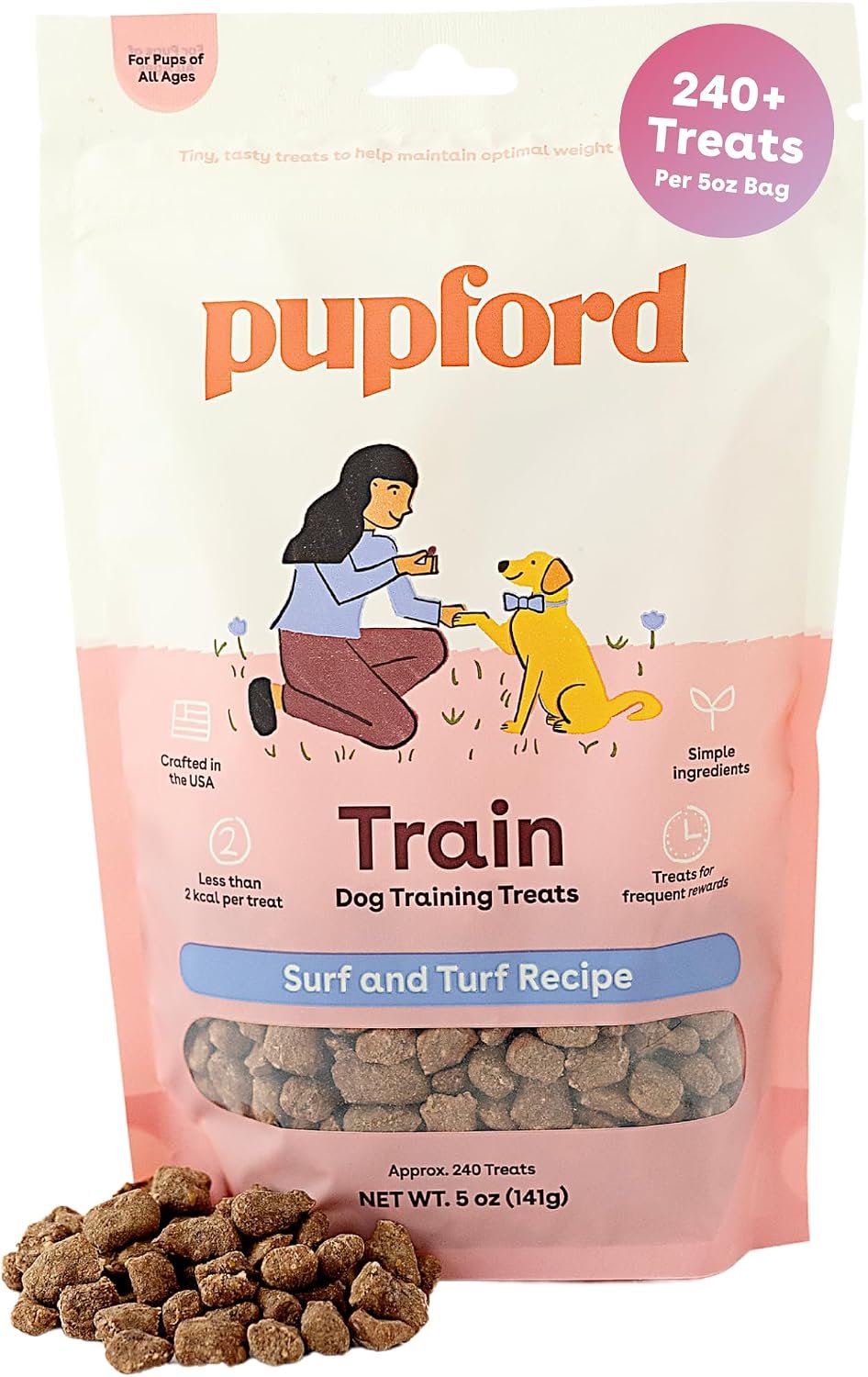 Pupford Freeze Dried Training Treats for Dogs & Puppies, 240+ Six Ingredient Bites (Surf & Turf, 5 oz)