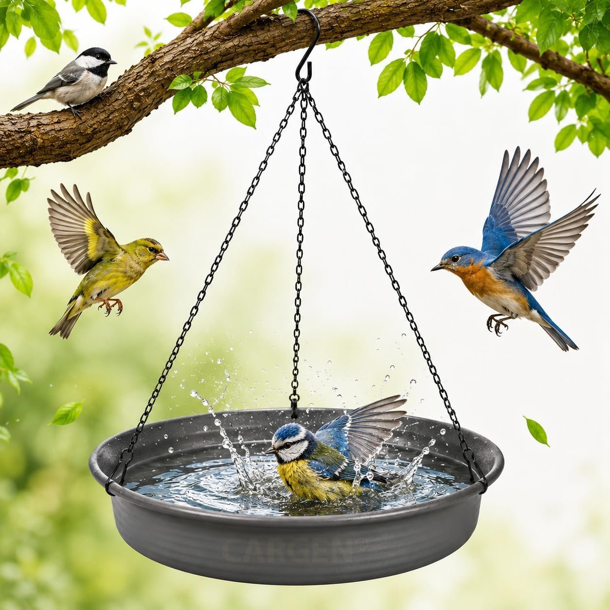 CARGEN Hanging Bird Bath Bowl – Window Bird Water Feeder Tray for Outdoors | Bird Bath for Outside, Garden Wildlife Feeding Plate for Patio Yard Decor, Gift for Bird Lovers, Backyard Bird Must Haves