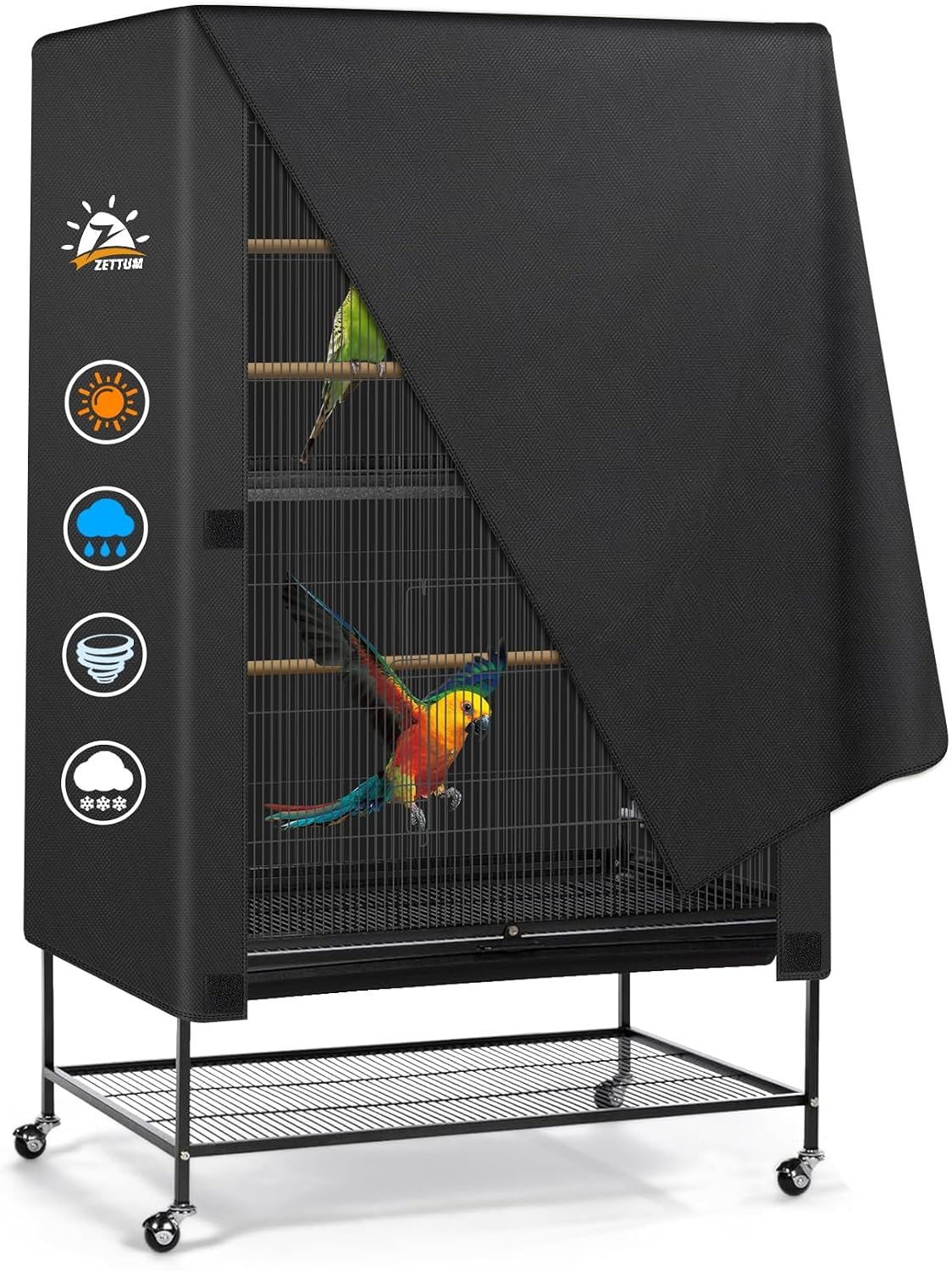 Bird Cage Cover – 600D Bird Cage Covers for Night Heavy Duty & Waterproof, Fade-Resistant Pet Bird Cage Cover Accessory for Parakeet, Parrot, Cockatiel and More Finches – 19 x 19 x 40 Inch