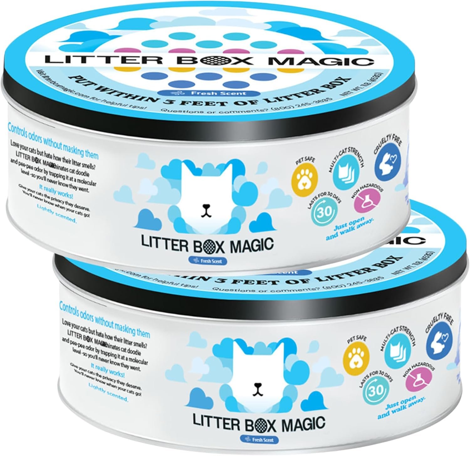 Litter Box Magic Cat Litter Deodorizer Gel, Fresh Scent, 16 Oz, Pack of 2 | Odor-Absorbing Gel Jar Neutralizes Cat Litter Box Odors with a Fresh Scent. Multi-Cat Smell Eliminator. Non-Toxic.