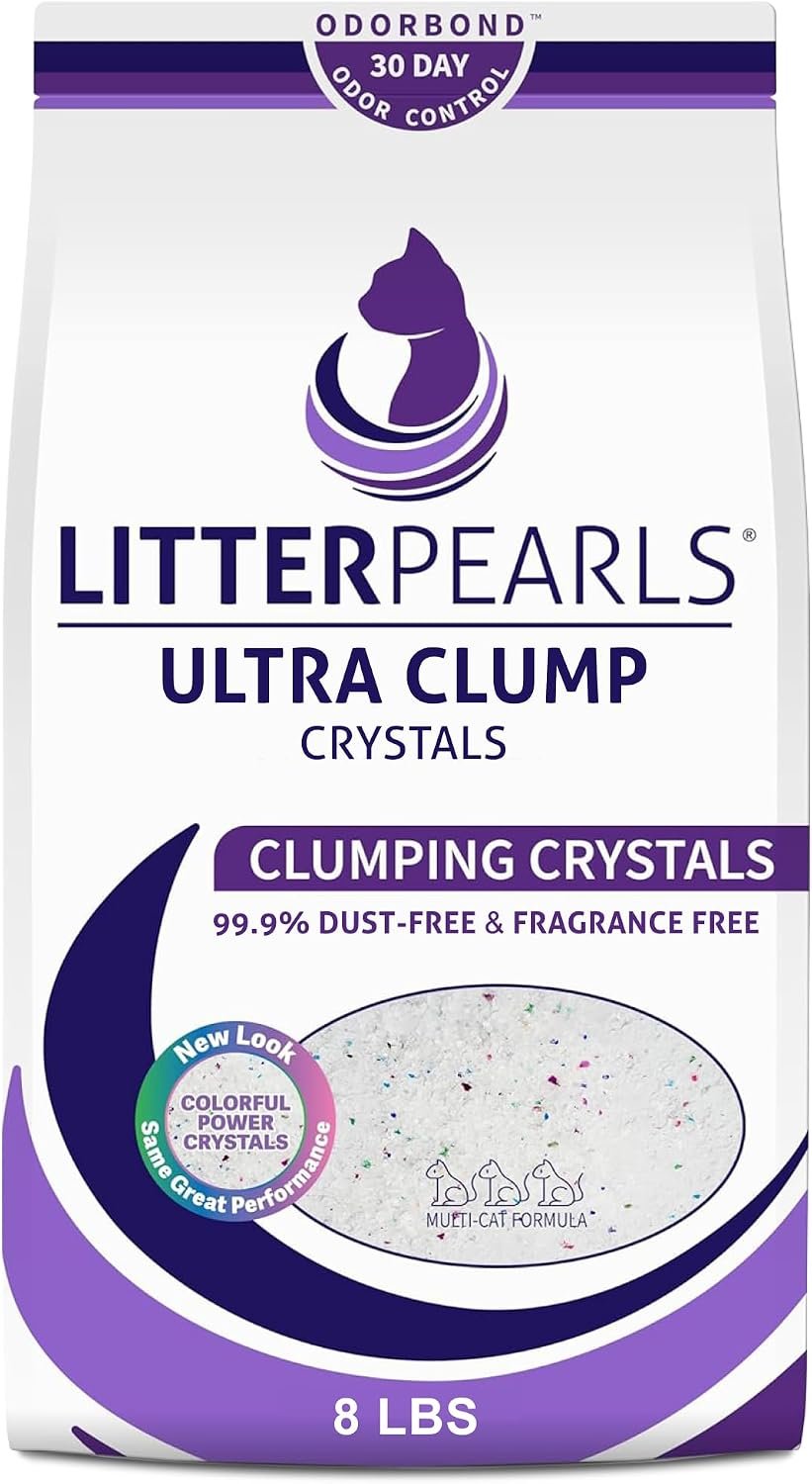 Litter Pearls Ultra Clump Unscented Crystal Clumping Cat Litter with Odorbond, 8 Pounds