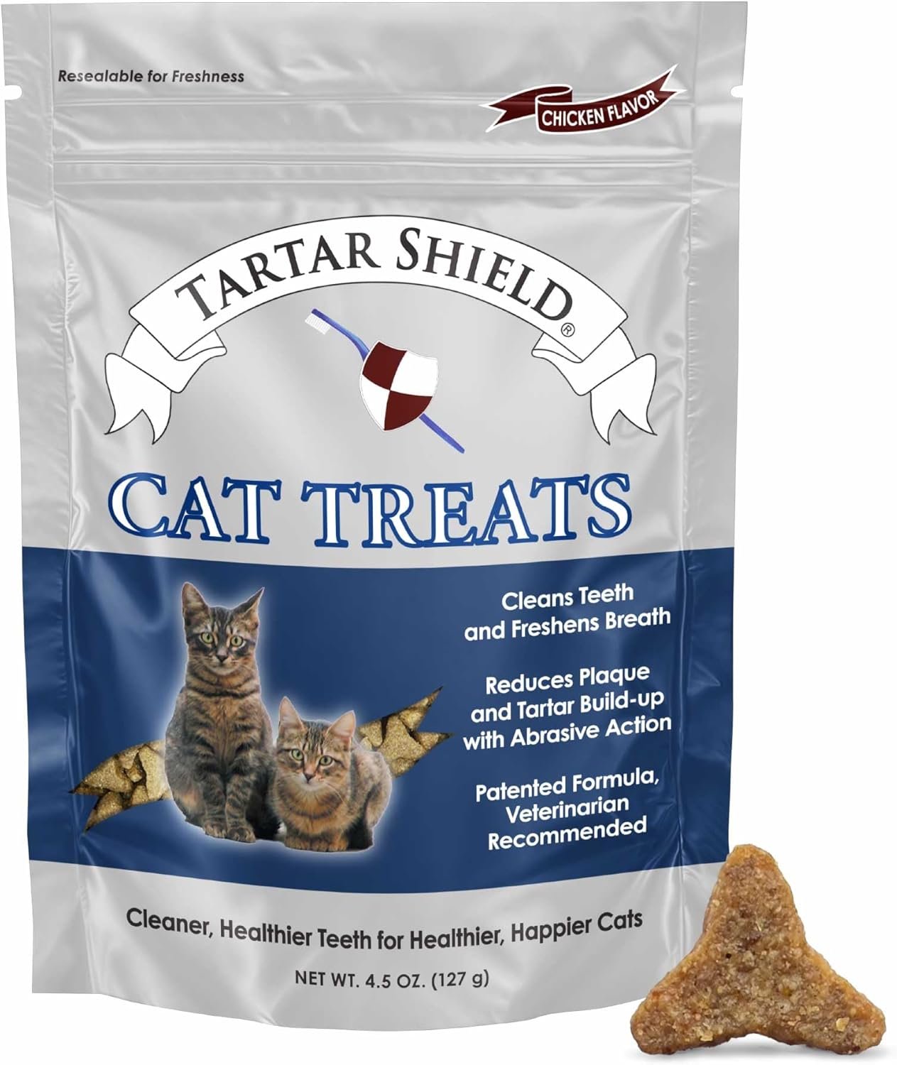 Tartar Shield® Daily Dental Cat Treats, Chicken Flavor, 4.5 oz | Fights Tartar & Plaque | Cleans Teeth & Gums | Freshens Breath | Wholesome, All-Natural Ingredients | 1 Calorie Each
