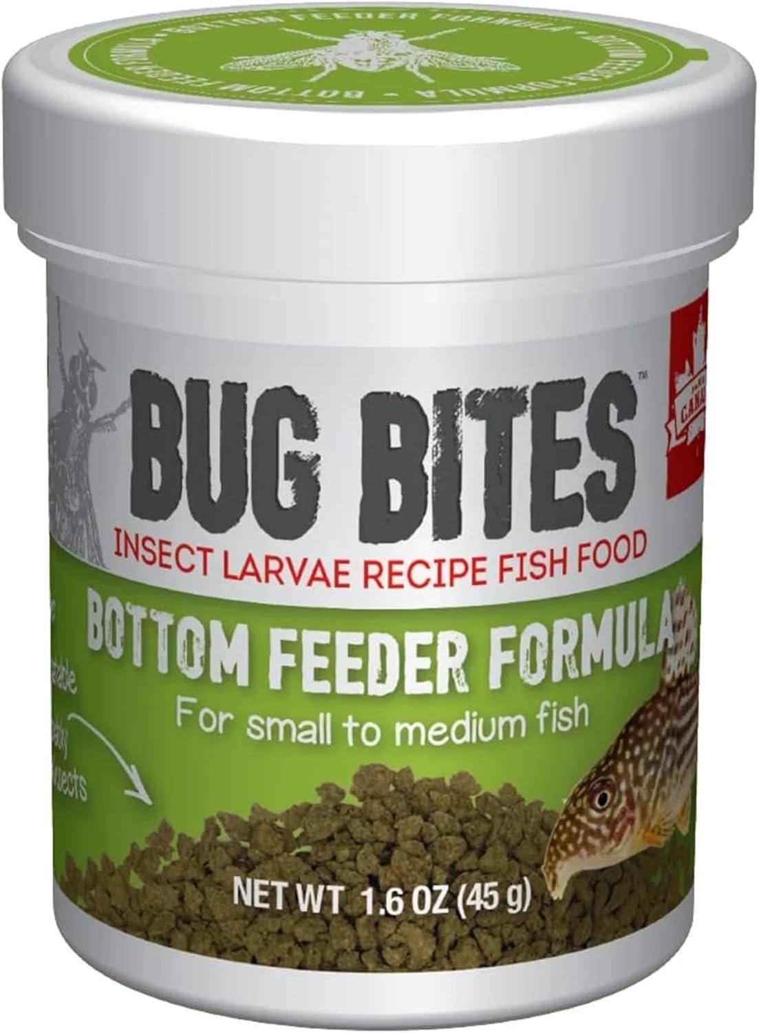 Fluval Bug Bites Bottom Feeder Fish Food, Granules for Small to Medium Sized Fish, 1.60 Oz., A6586 | Granules for Small to Medium Sized Fish, A6586