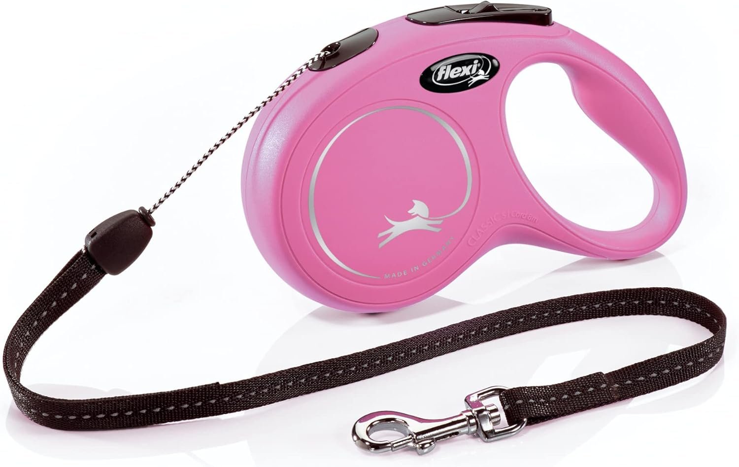 FLEXI® Classic Cord Retractable Dog Leash, Small, 16 ft – Pink | German engineered, original flexi leash, durable quality for dogs up to 26 lbs, tangle-free, walking, reliable brake system