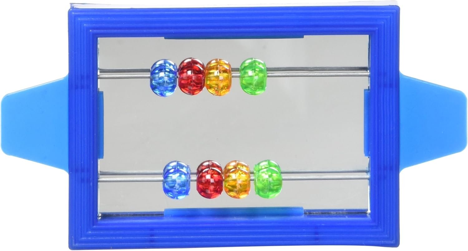 Prevue Pet Products Birdie Basics Clip-On Mirror with Beads | Bird Toy for Parakeets, Cockatiels, Conures, Budgies, and Small to Medium Birds