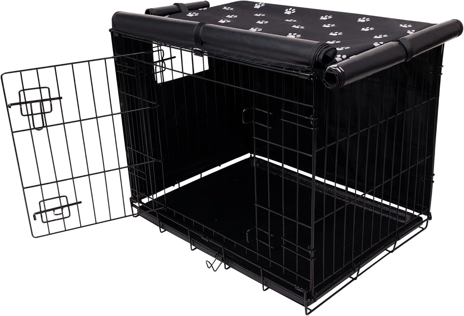 Pet Prime Dog Crate Cover Indoor/Outdoor Durable Windproof 600D Oxford Fabric Pet Kennel Cover Fit for 24 30 36 42 48 Inches Wire Dog Crate for Small and Large Dogs-Cover Only(24 Inch (24″x18″x19″))