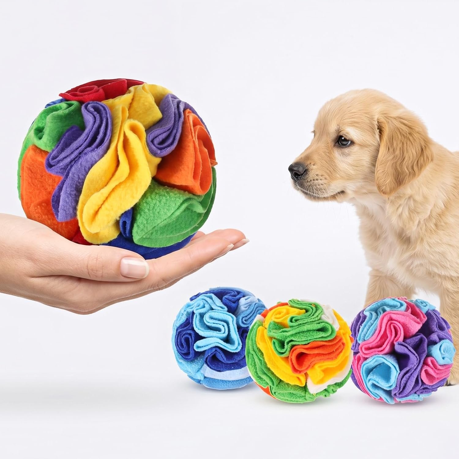 4 Packs Snuffle Ball for Dogs, Interactive Dog Toys, Interactive Enrichment Toys Sniff Mat Pet Snuffle Ball Toy Foraging Mat Dogs Puppy Dog Puzzle Toy with Storage Bag Machine Washable