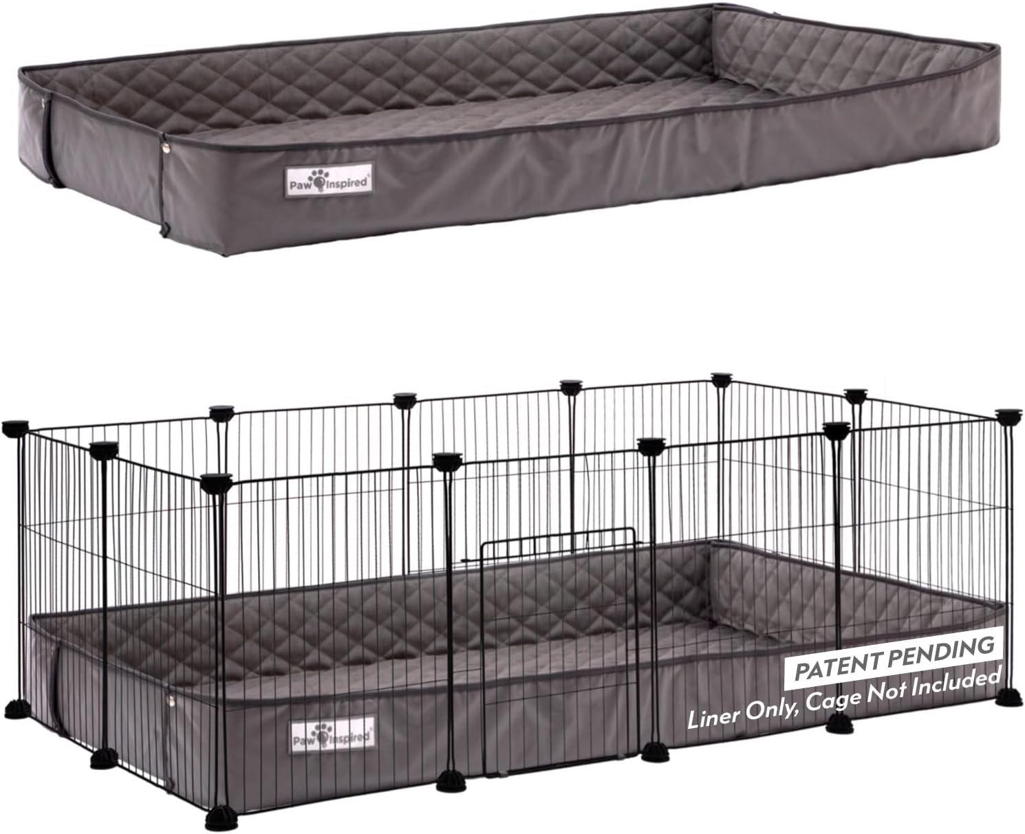Paw Inspired Critter Box Cage Liner, Raised Sides, C&C 2×4 (12 Inch Grids) | Washable Fleece Bedding for Guinea Pigs Rabbits, Hamsters, Small Animals, Edge Protected Pee Pads